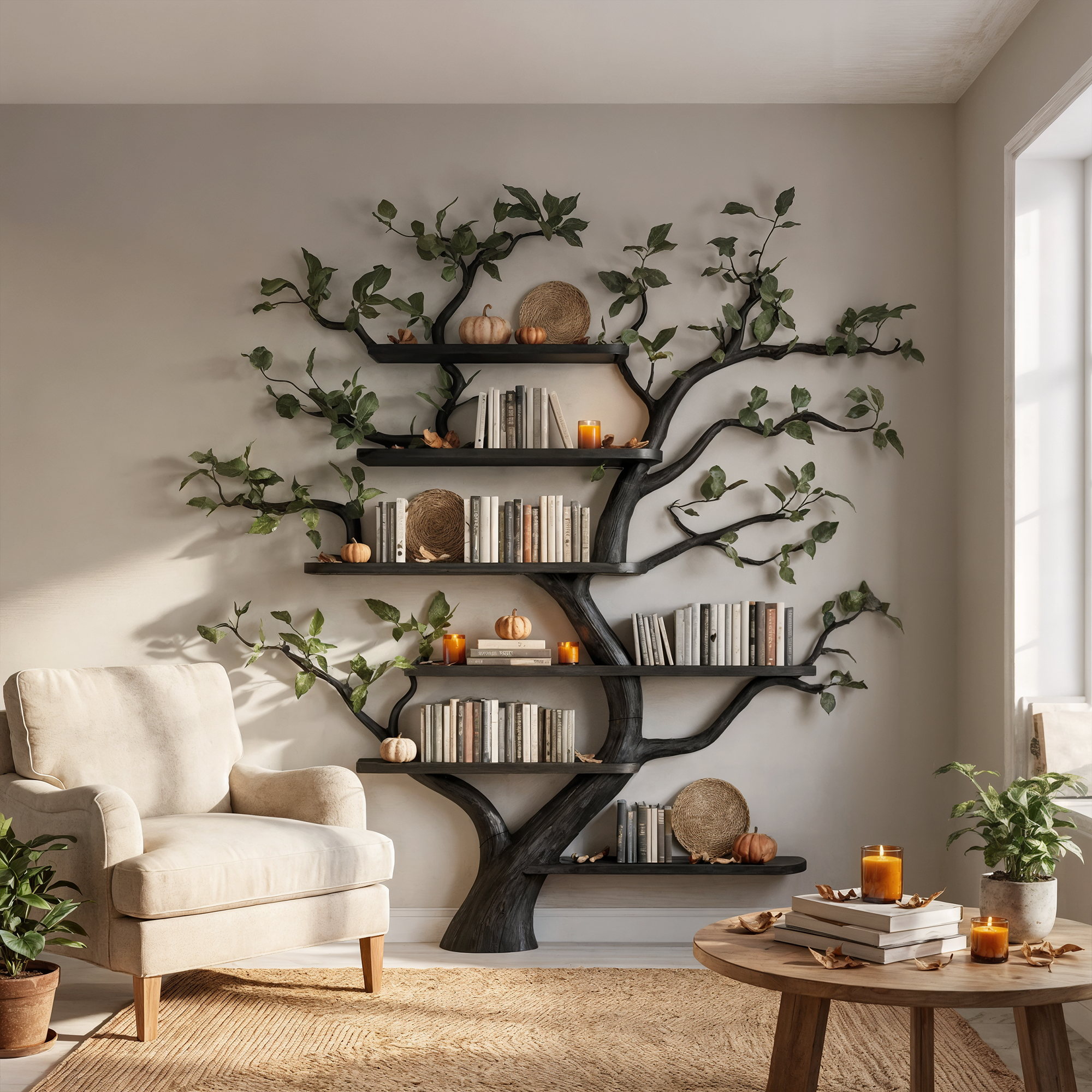 Mid Century Tree Wall Shelf Christmas Living Room SINLKITB578