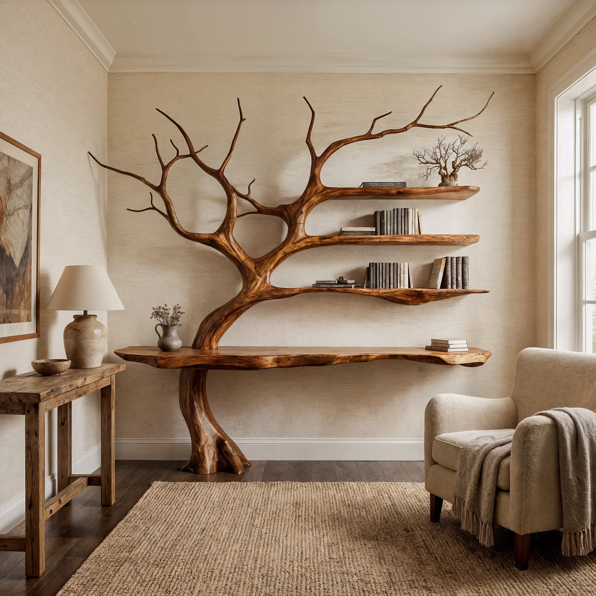 Rustic Console Table Artistic Tree Branch Reading Room SINLKICS301