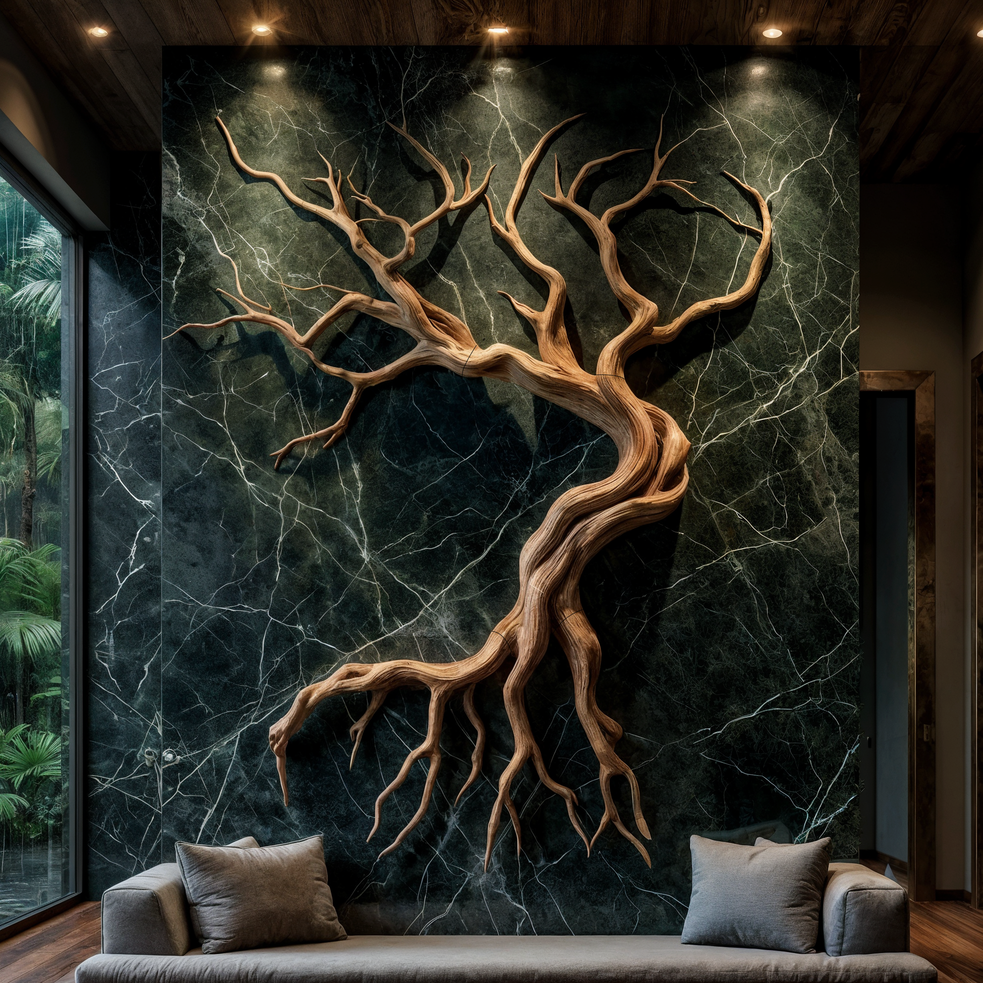 Modern Tree Branch Sculpture Wall Decor Living Room SINLKIWD058