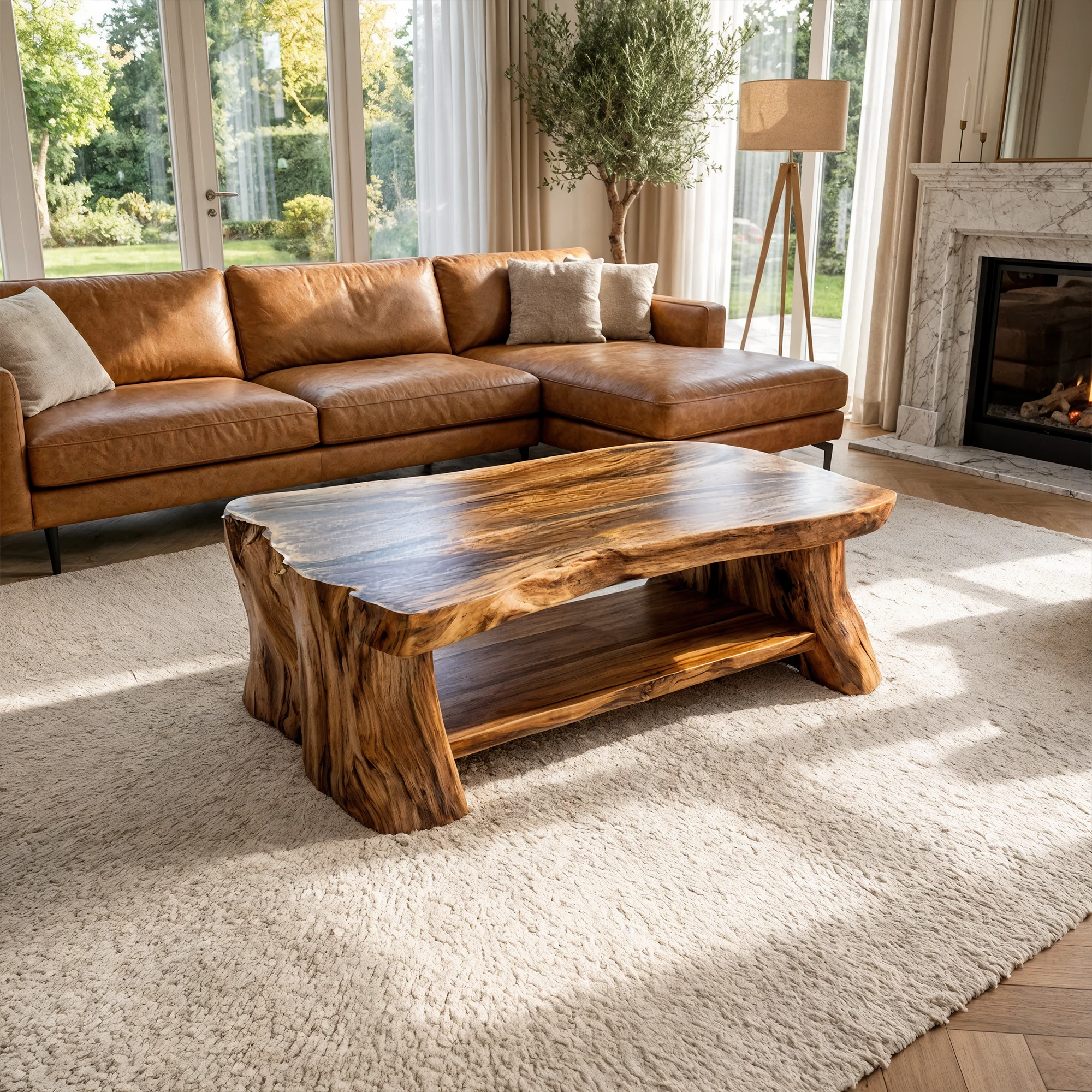 Reclaimed Slab Wood Coffee Table Living Room SINLKICF279