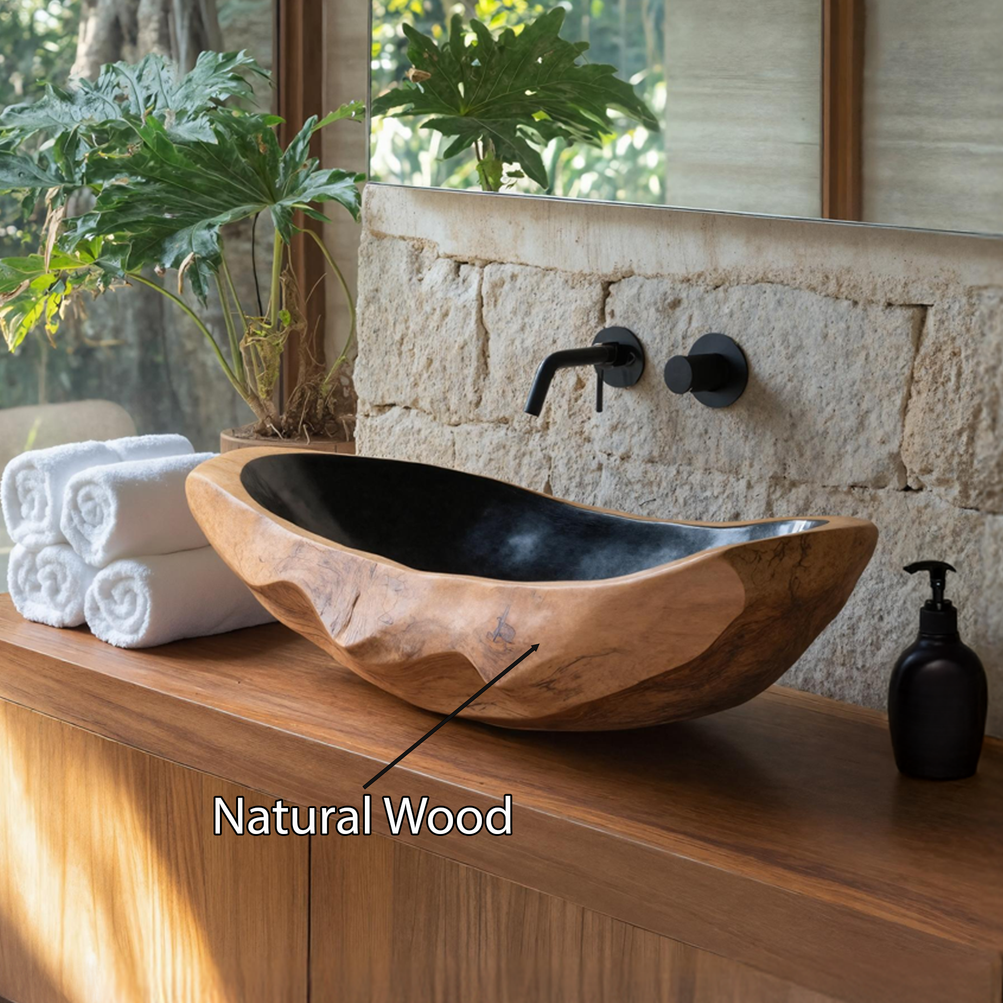 Farmhouse Solid Wood Sink For Rustic Bathroom Makeover SILDTTNVS010