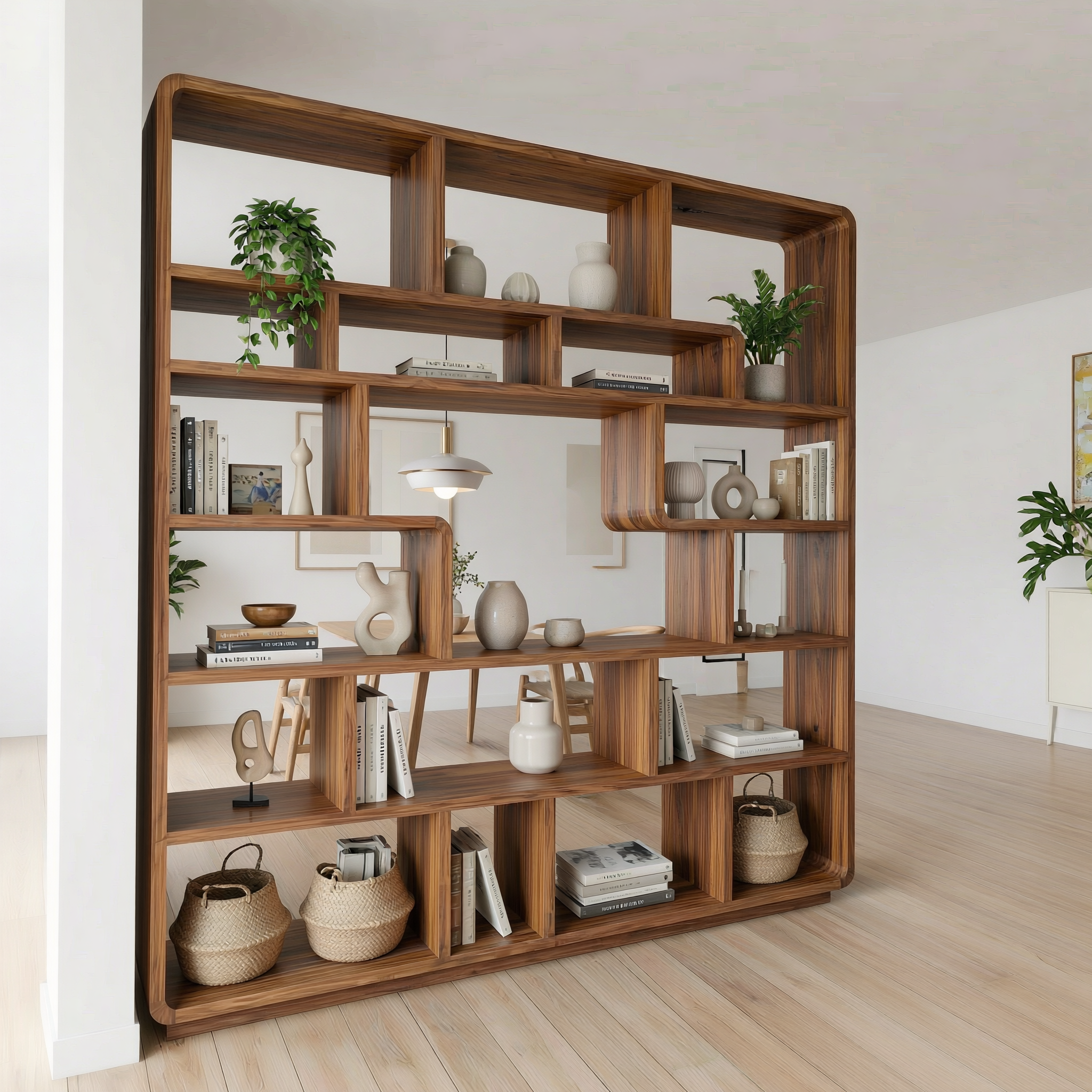 Mid Century Statement Room Divider Bookshelf For Living Room And Office SINLSASC491