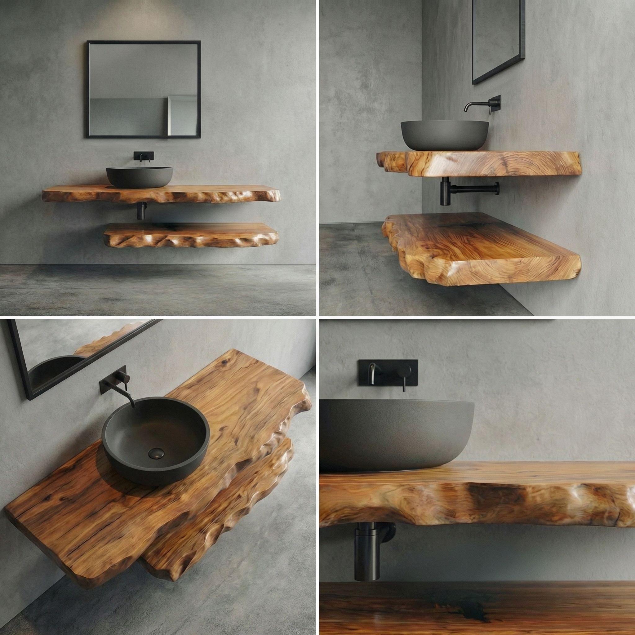 Industrial Live Edge Bathroom Vanity For Bathroom And Vanity SINLSABRV287