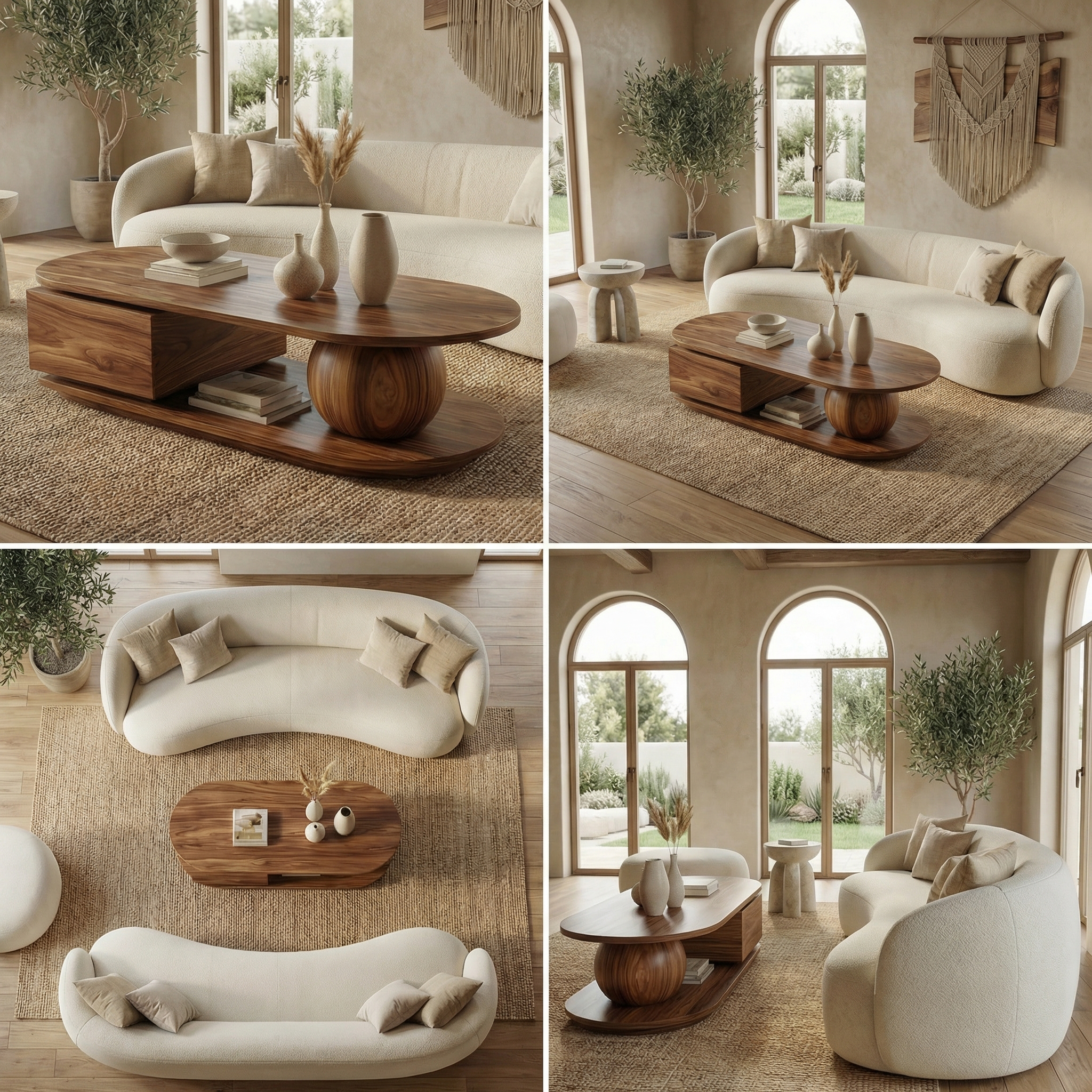 Rustic Coffee Table Solid Wood For Living Room SINLSACF331