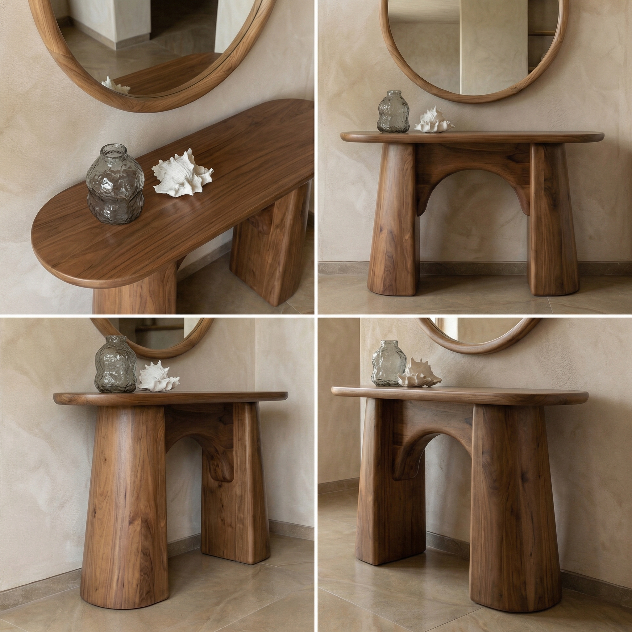Organic Minimalist Console Table Solid Wood Living Room SINLSACS521