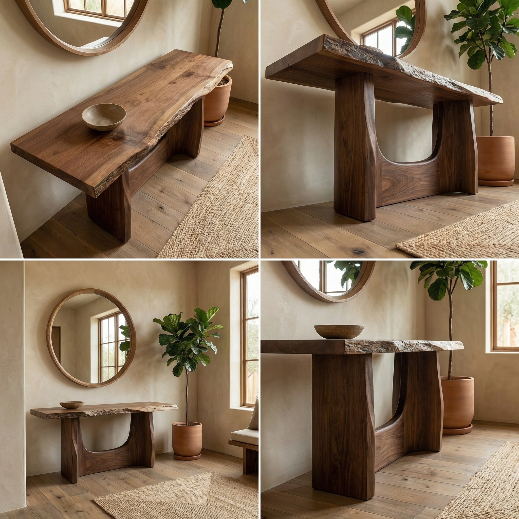 Rustic Live Edge Console Table Wooden Living Room SINLSACS527