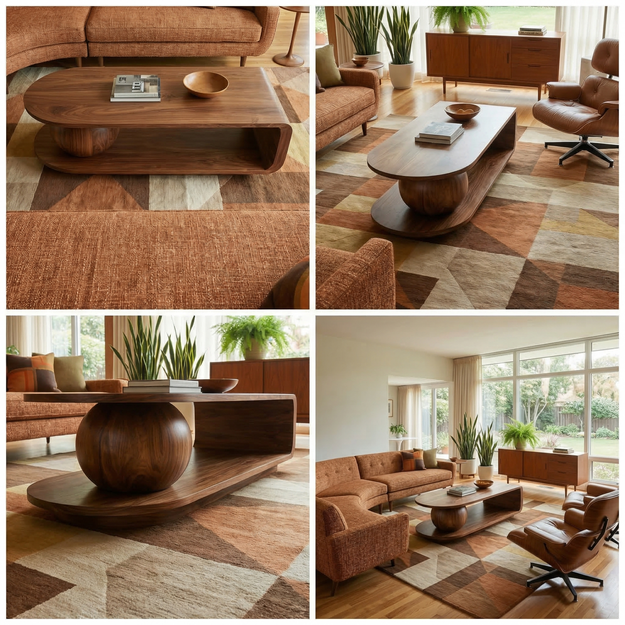 Mid Century Oval Coffee Table For Living Room SINLSACF333
