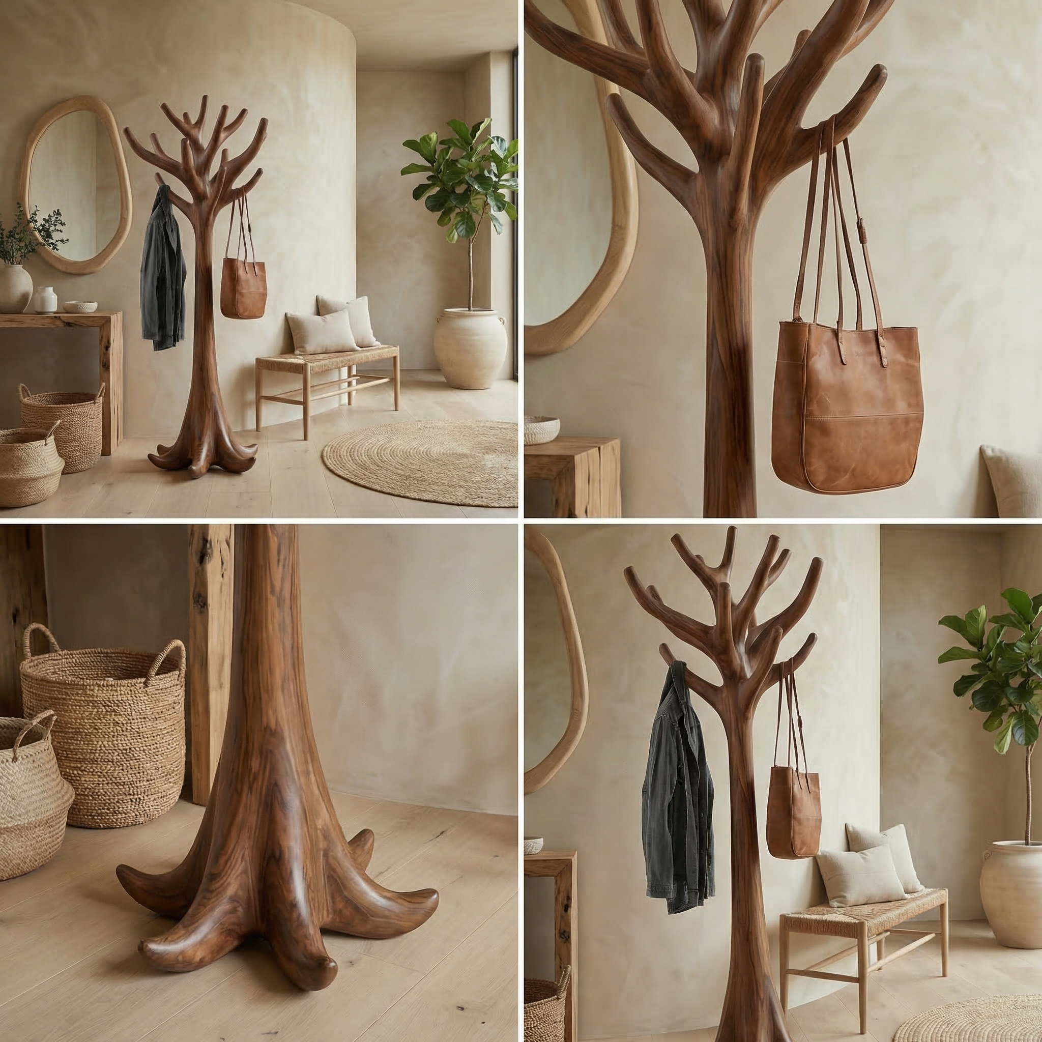 Rustic Artistic Tree Coat Rack For Entryway And Interior Space SINLSATCR104