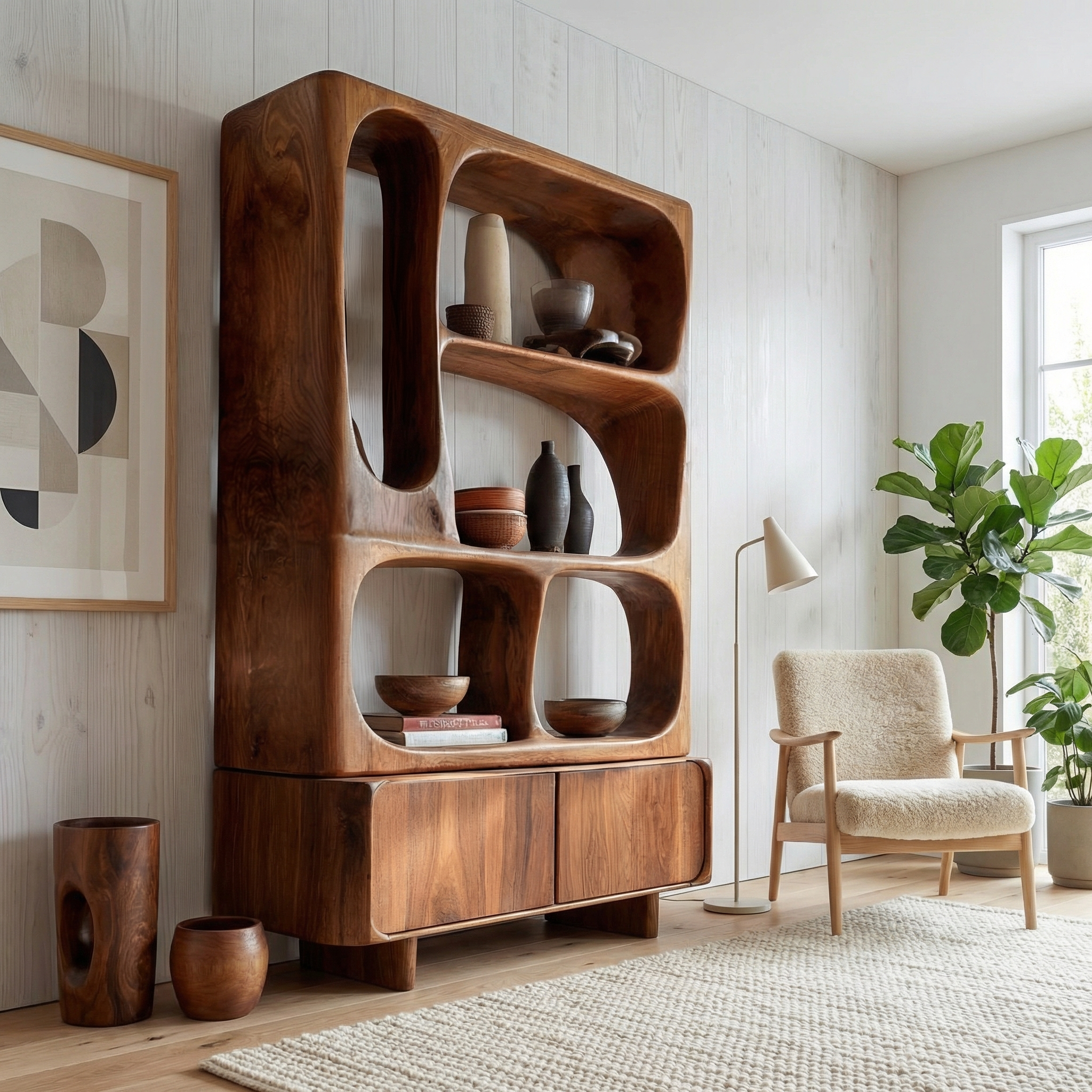 Mid Century Storage Cabinet For Living Room And Dining Room SINLSASC468