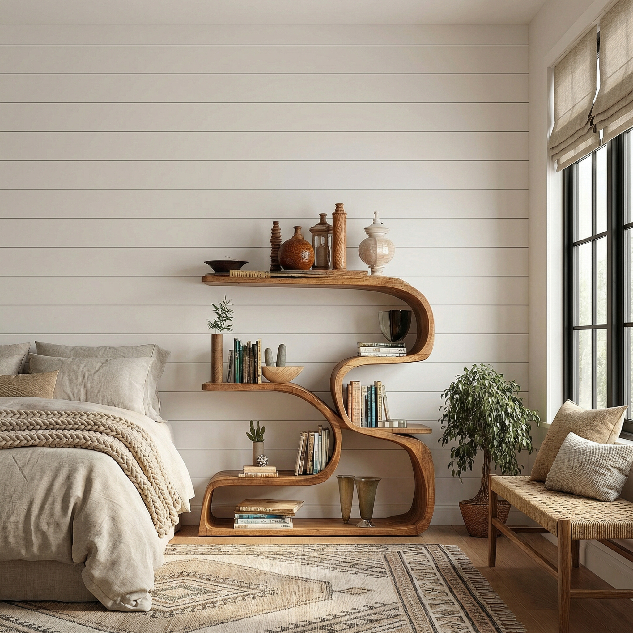 Rustic Artistic Bookshelf For Living Room And Interior Decor SINLSASC470