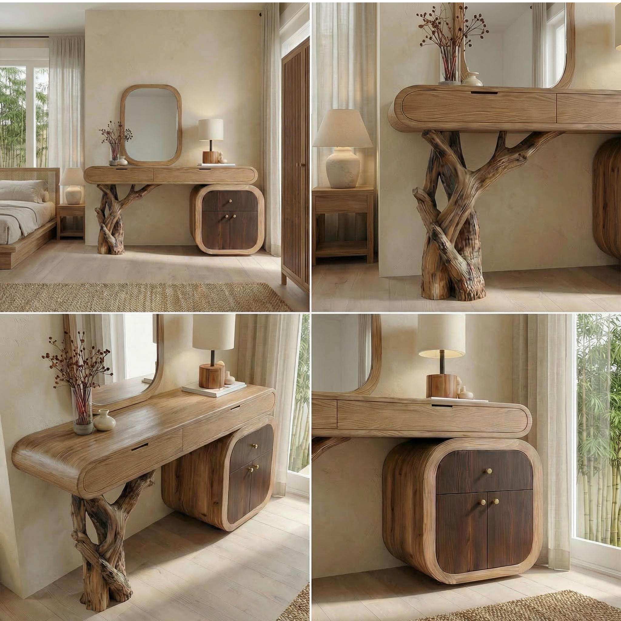 Rustic Dressing Table With Storage For Bedroom SINLSABDT049