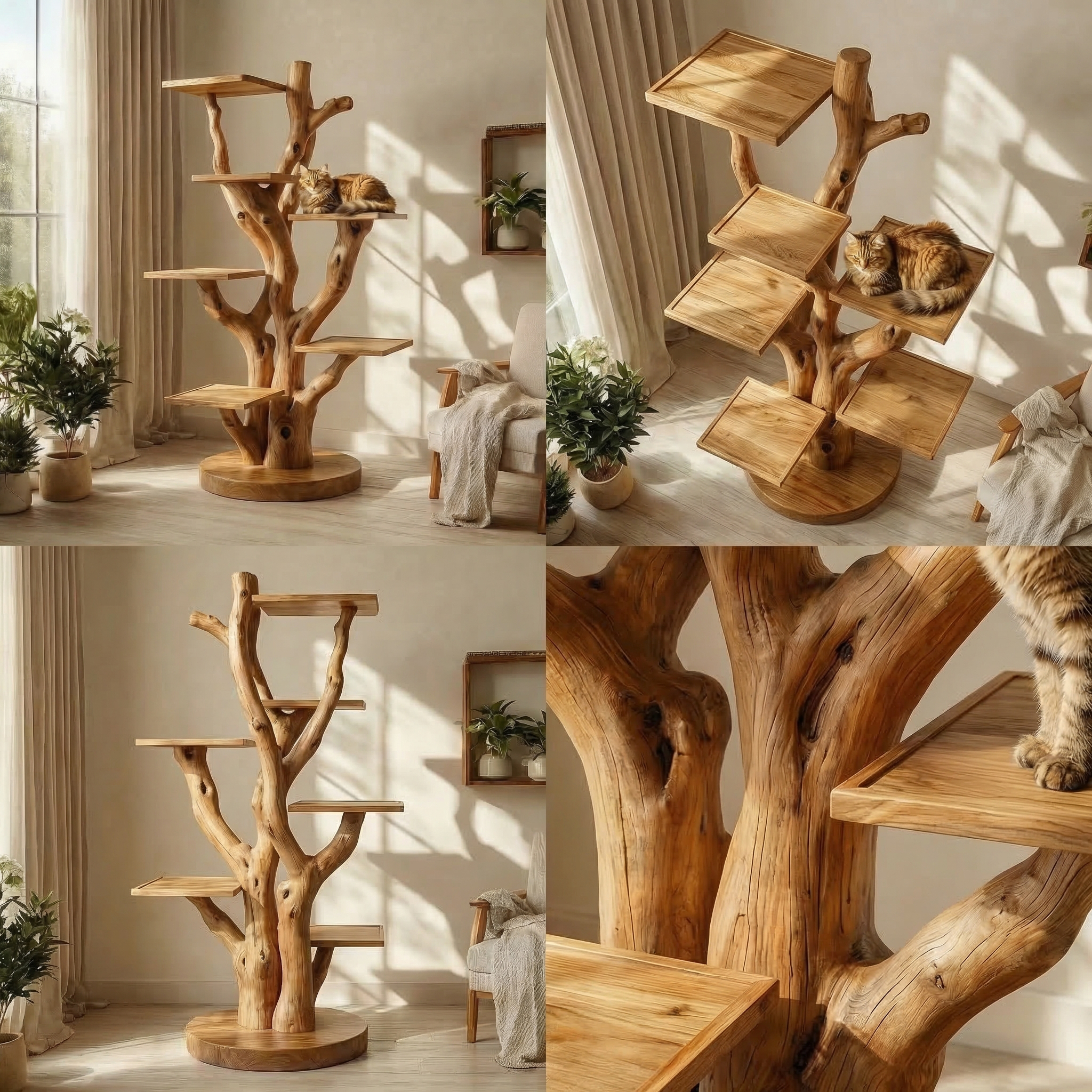 Rustic Cat Climbing Tree For Living Room Or Pet Space SINLSATT130