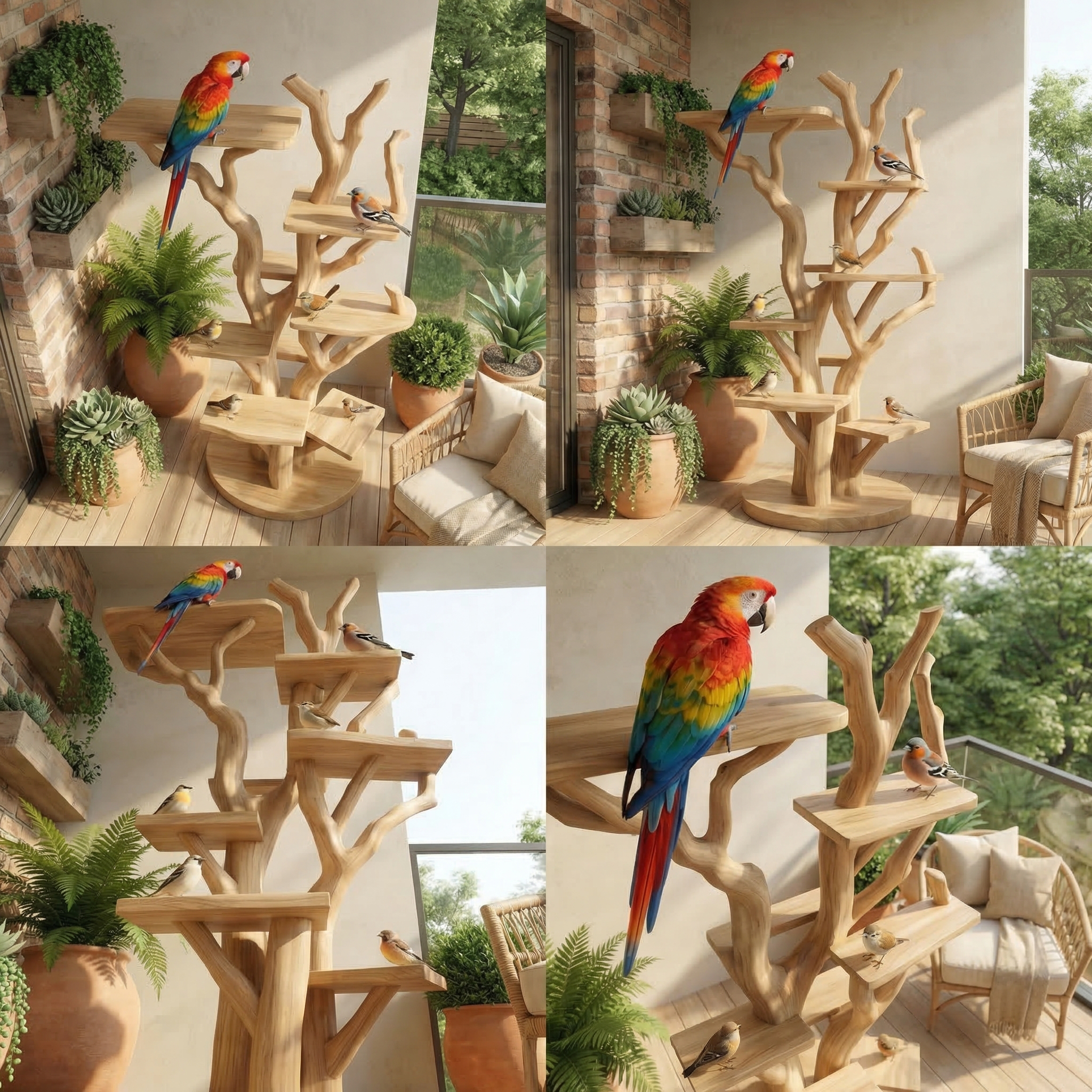 Rustic Bird Activity Stand For Living Room Or Pet Corner SINLSATT129