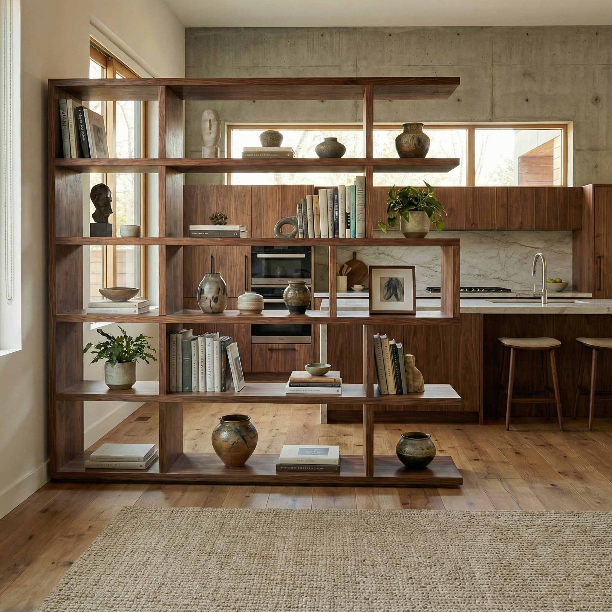 Mid Century Room Divider Bookshelf For Living Room And Apartment SINLSASC483