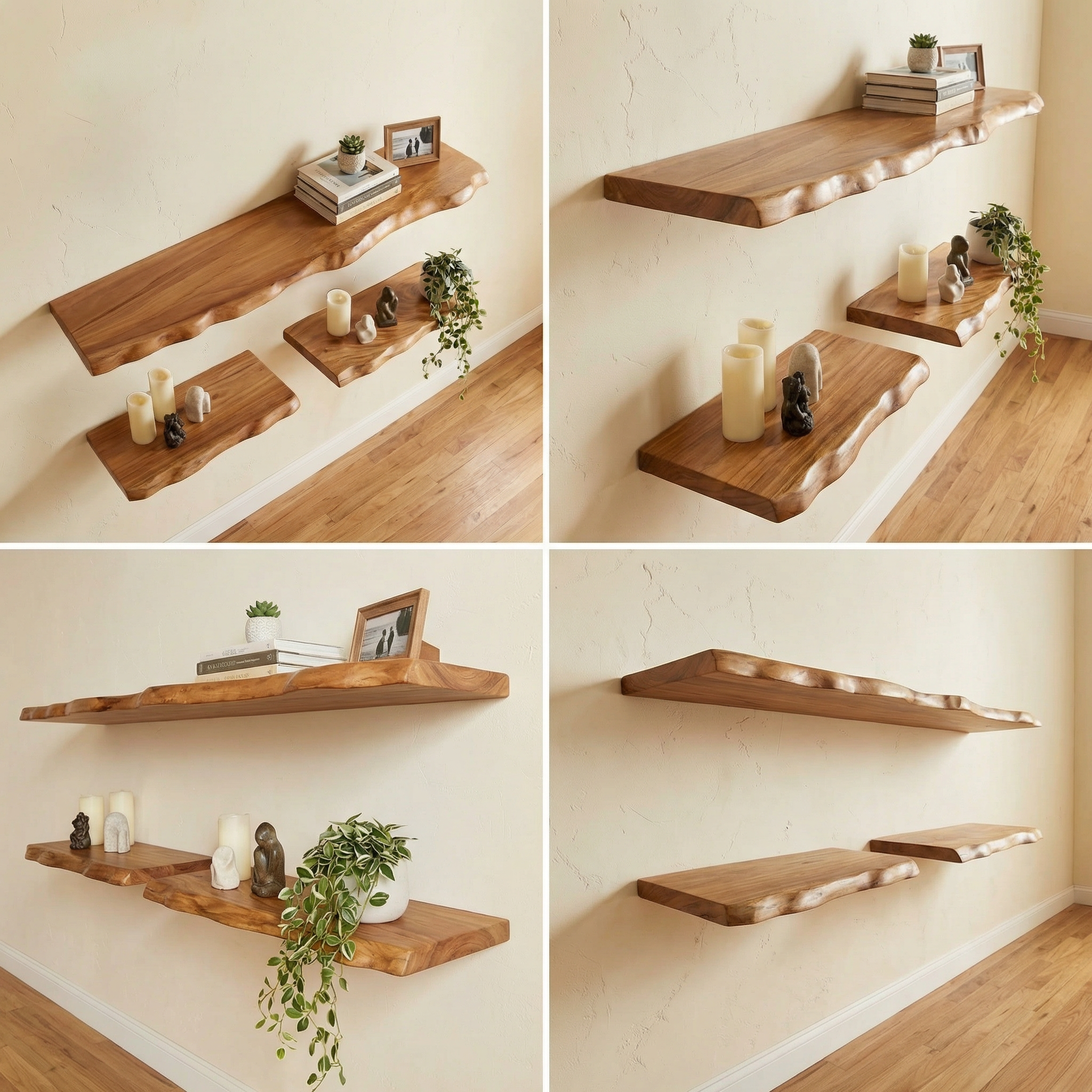 Minimalist Wooden Floating Shelves For Living Room Wall Storage And Home Decor SINLSAFL513