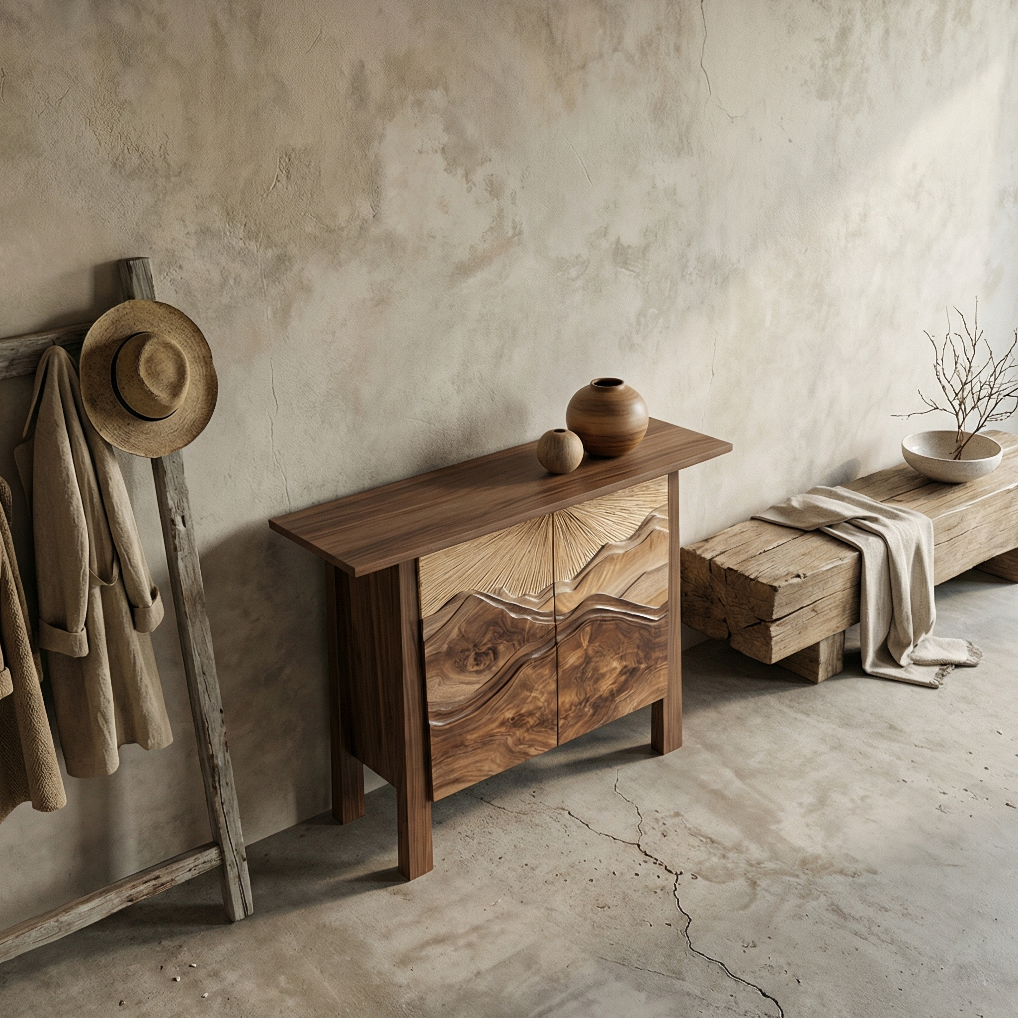 Rustic Mountain Carved Cabinet For Living Room And Dining Room SINLSASC474