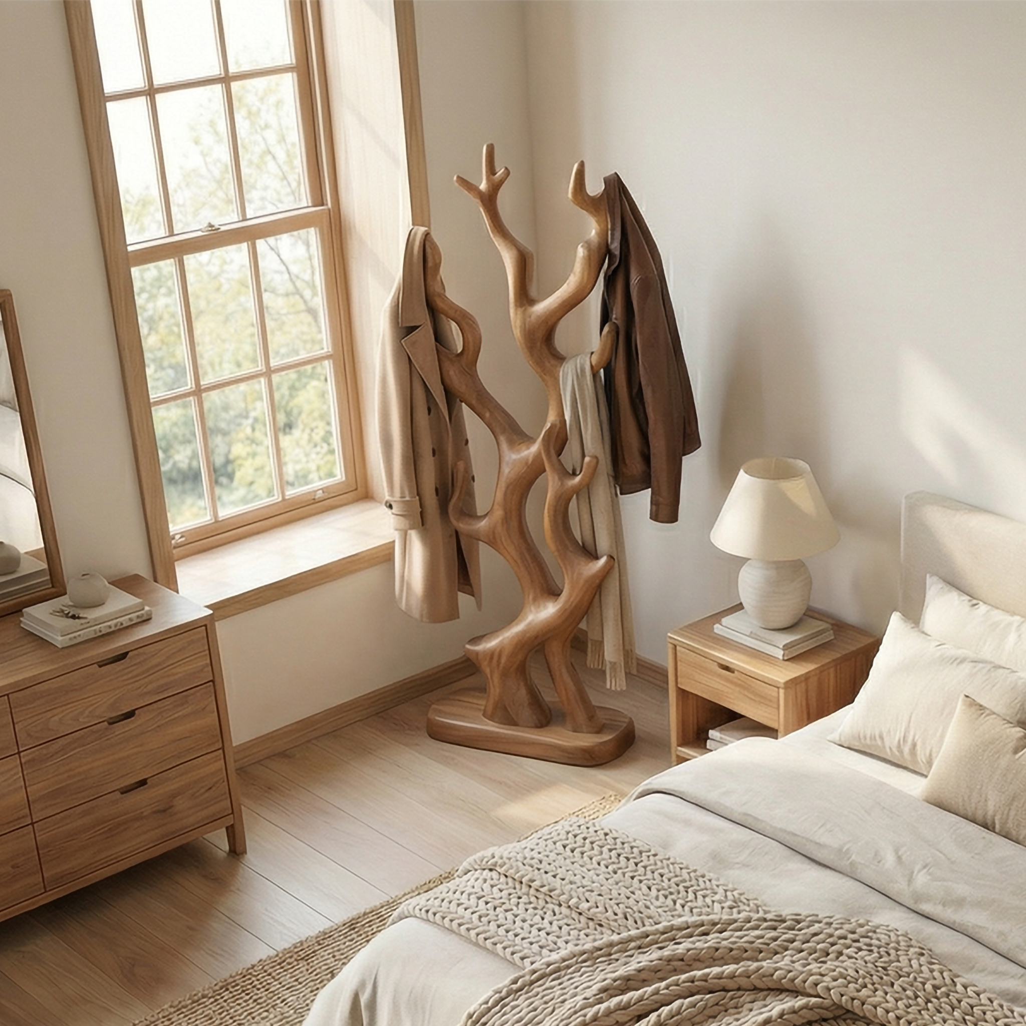 Rustic Tree Inspired Coat Stand For Entryway And Hallway Space SINLSATCR097