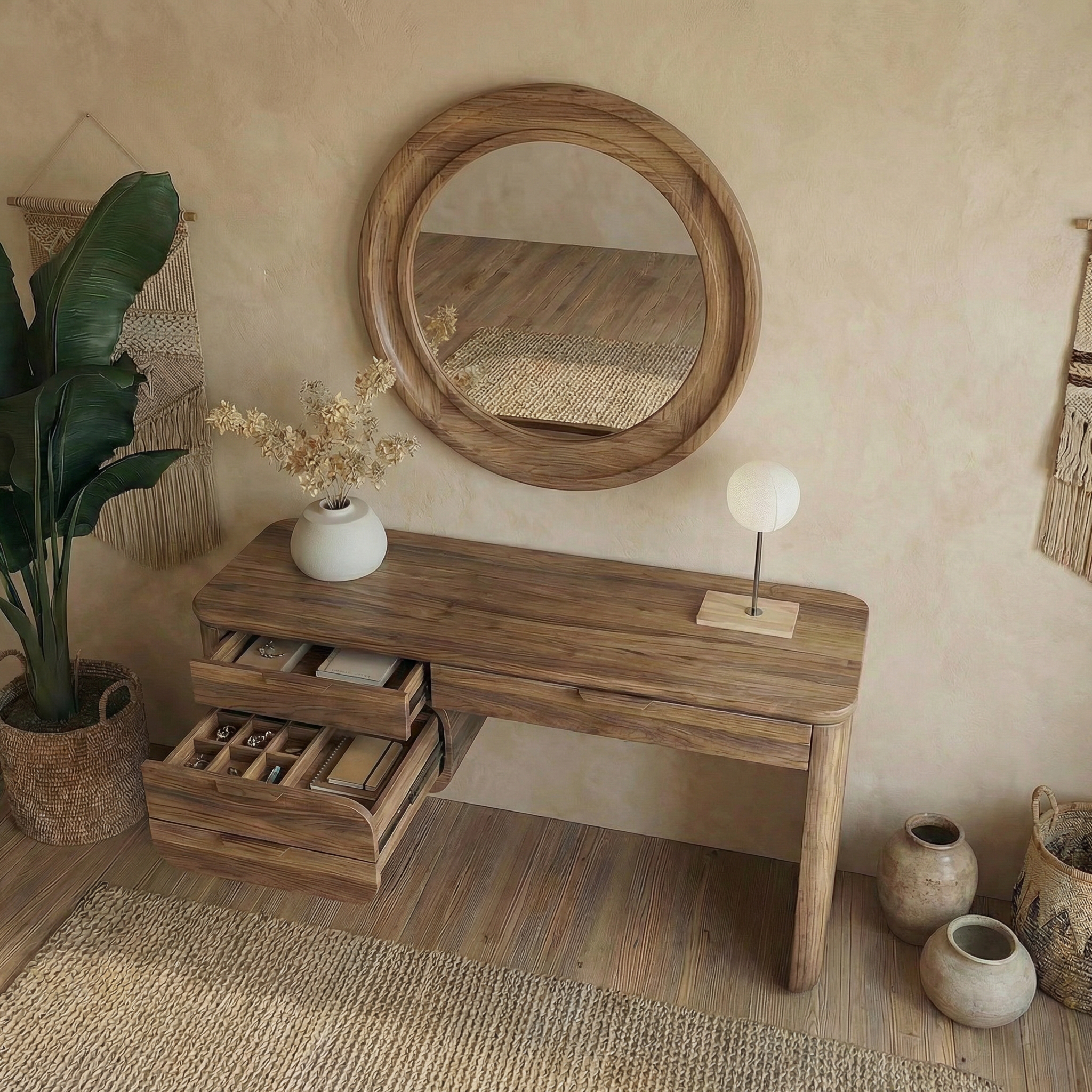 Minimalist Wooden Dressing Table Bedroom Or Vanity Area SINLSABDT046