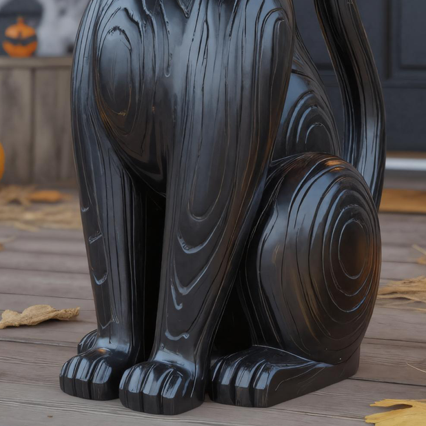 Black Cat Wooden Halloween Statue For Porch Or Outdoor Decor SITHTTHW001