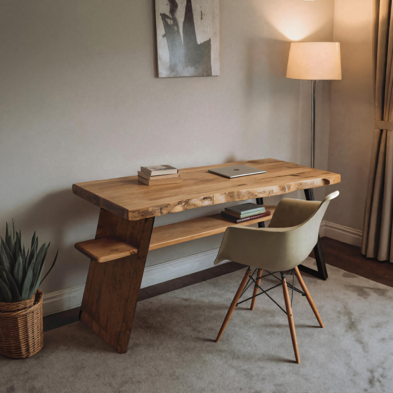 Rustic Wooden Writing Desk With Shelf For Home Office Or Workspace SITHHNDE033