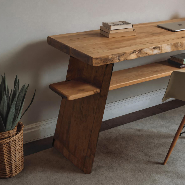 Rustic Wooden Writing Desk With Shelf For Home Office Or Workspace SITHHNDE033