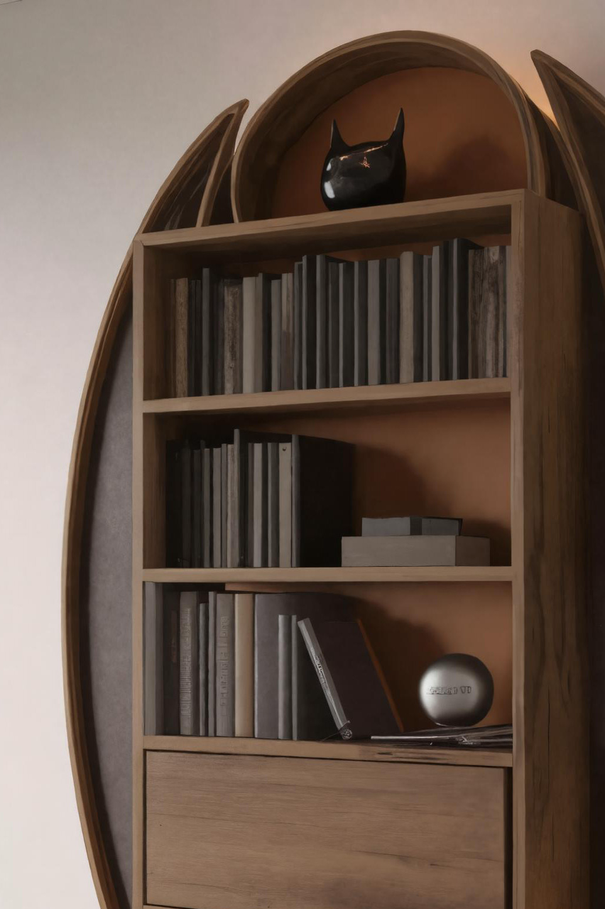 Artistic Wooden Wall Bookshelf For Living Room Or Home Office SITHHNHW016