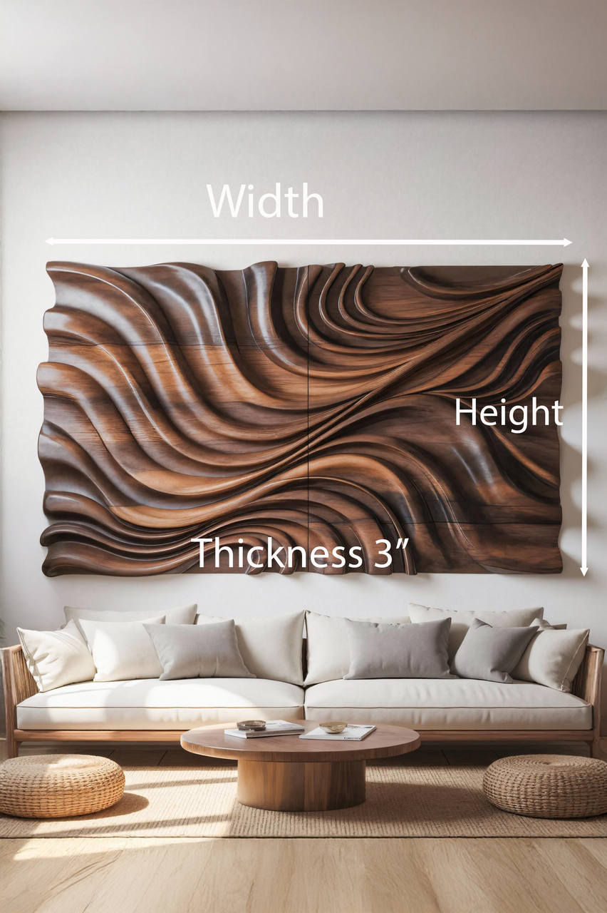 Elegant Wave Inspired Wall Sculpture for Modern Living Room SITHTTWA002
