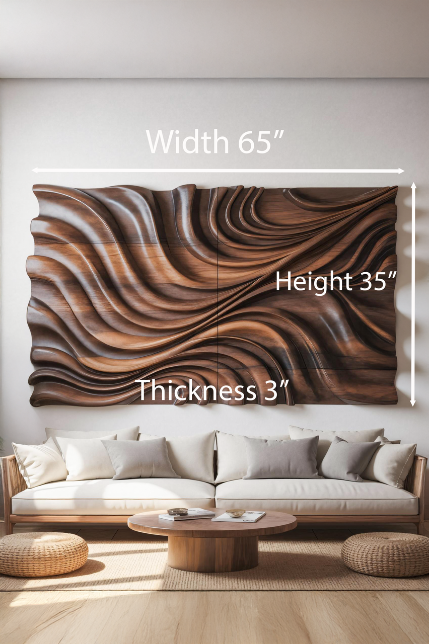 Elegant Wave Inspired Wall Sculpture for Modern Living Room SITHTTWA002