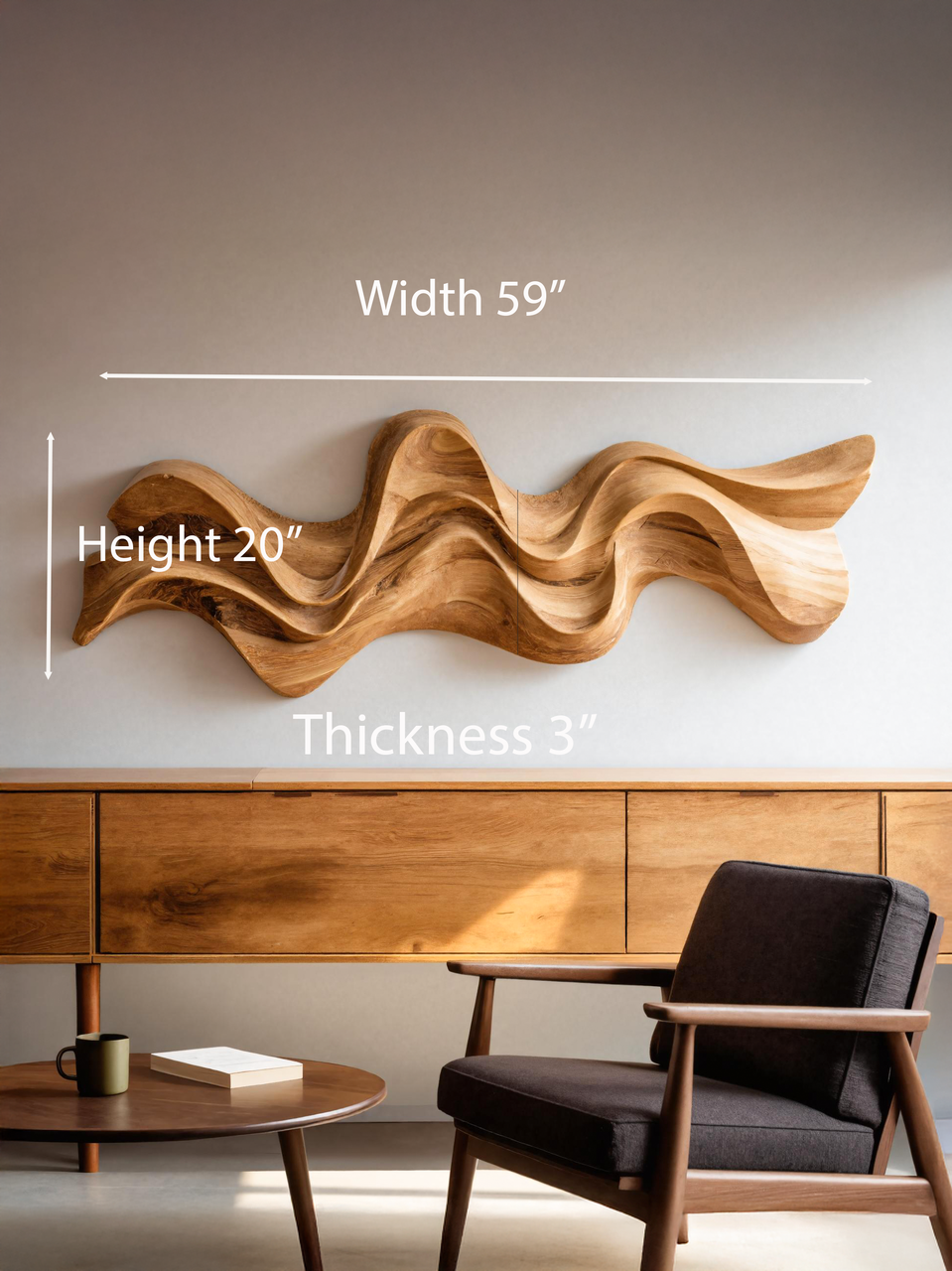 Modern Wavy Wall Art Sculpture For Living Room SITHTTWA017