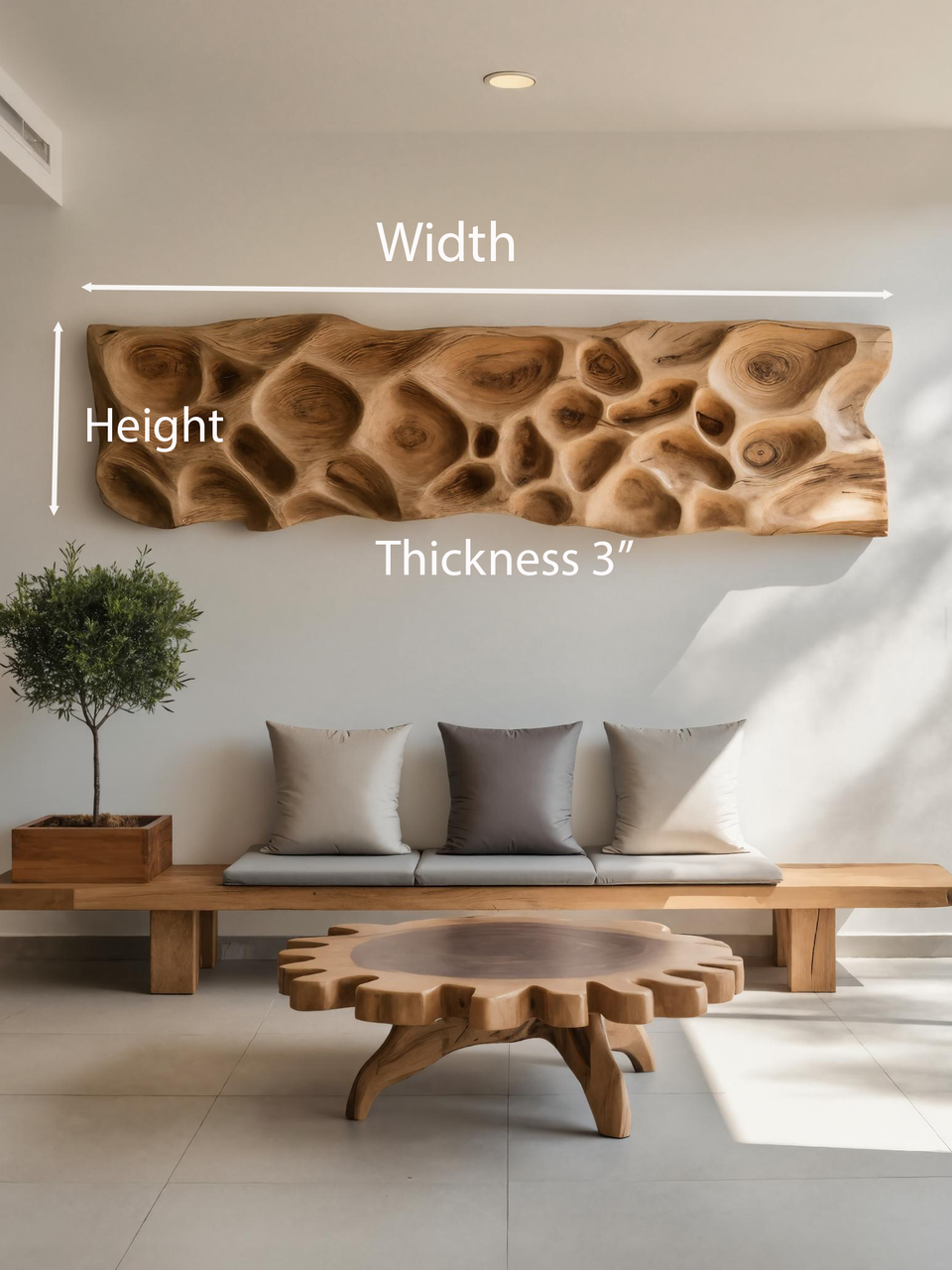 Artistic Carved Wall Art With Organic Texture For Entryway SITHTTWA019