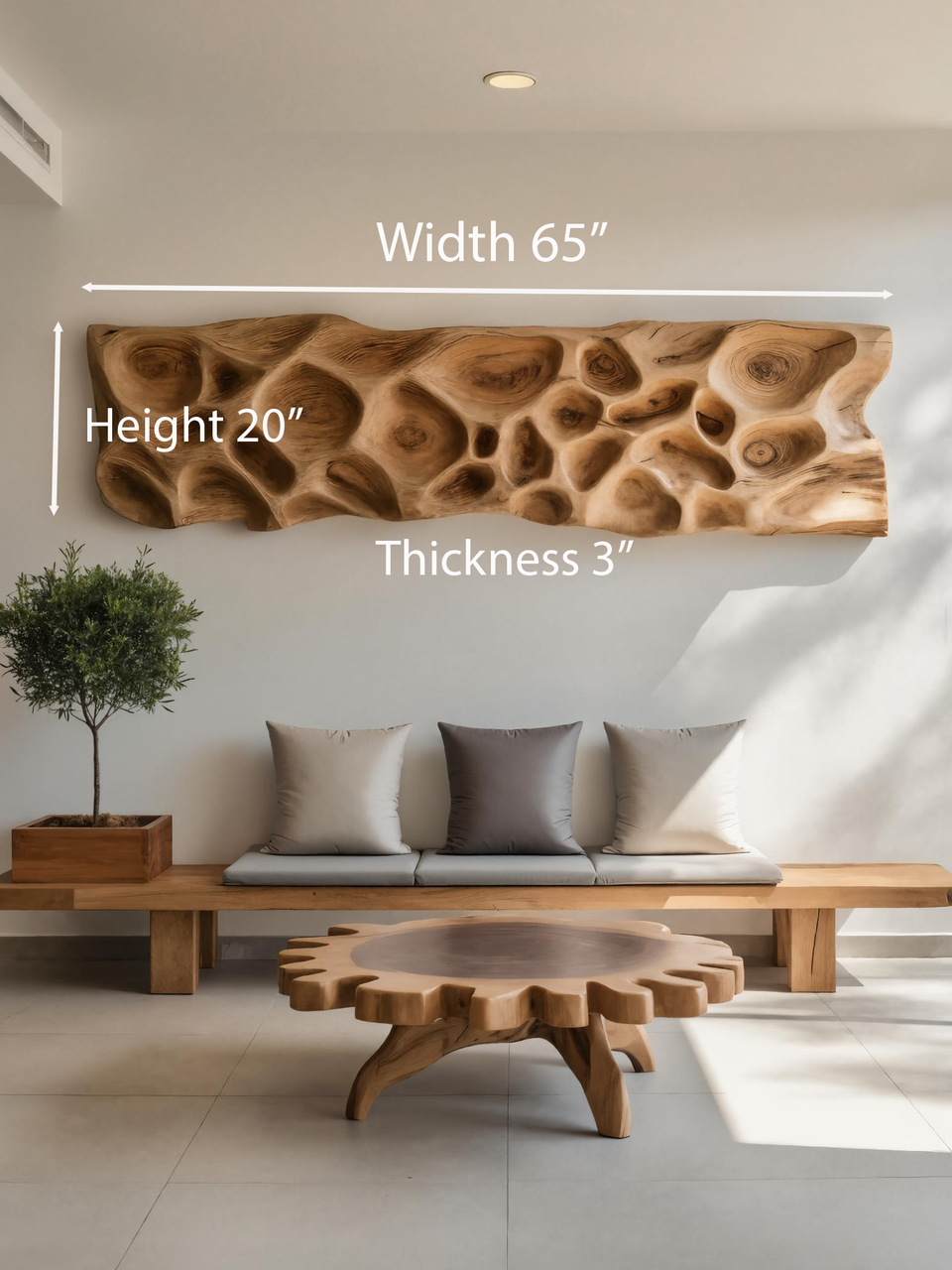 Artistic Carved Wall Art With Organic Texture For Entryway SITHTTWA019