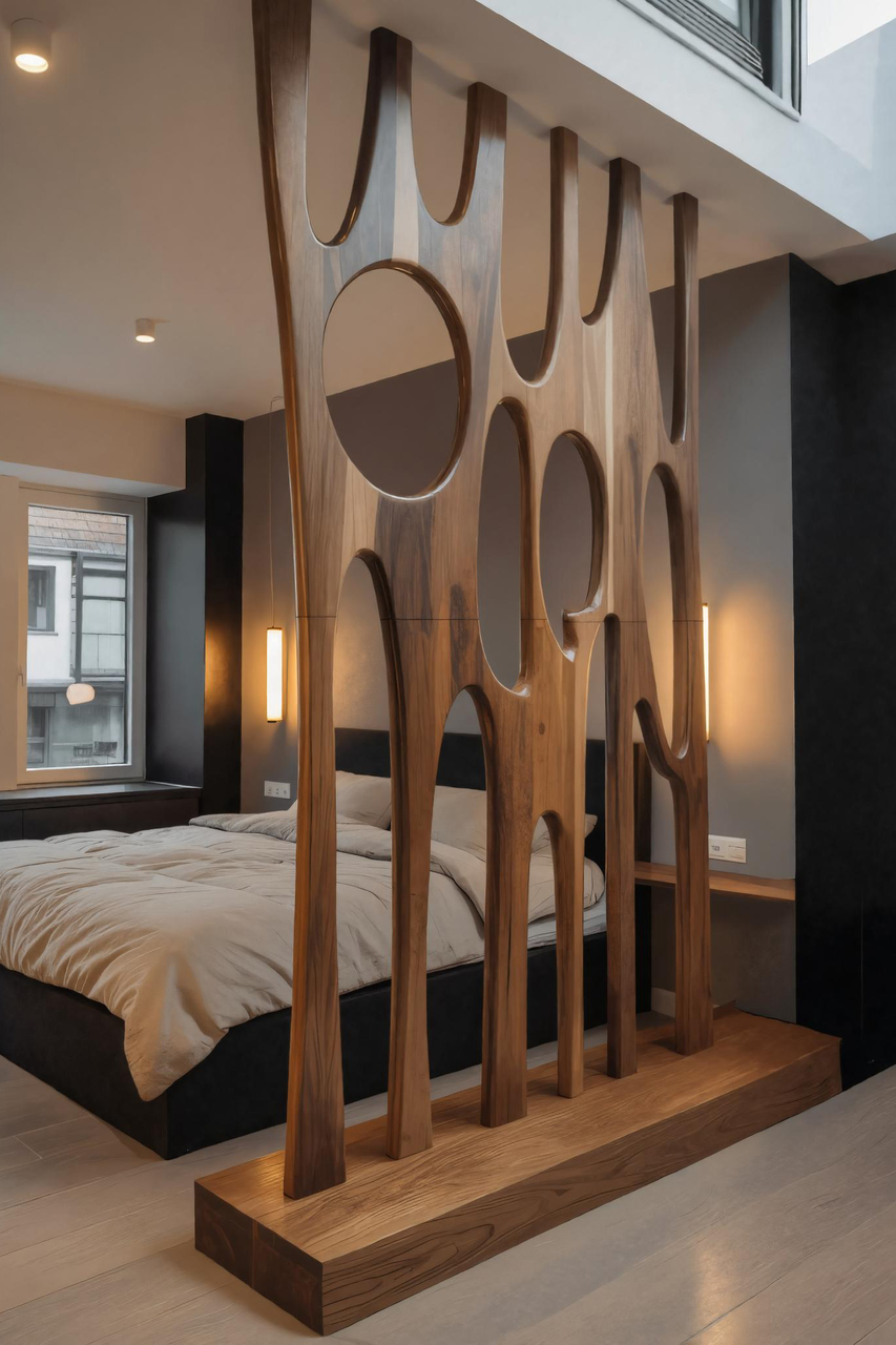 Modern Sculptural Room Divider With Artistic Carved For Bedroom SITHHNDVR004