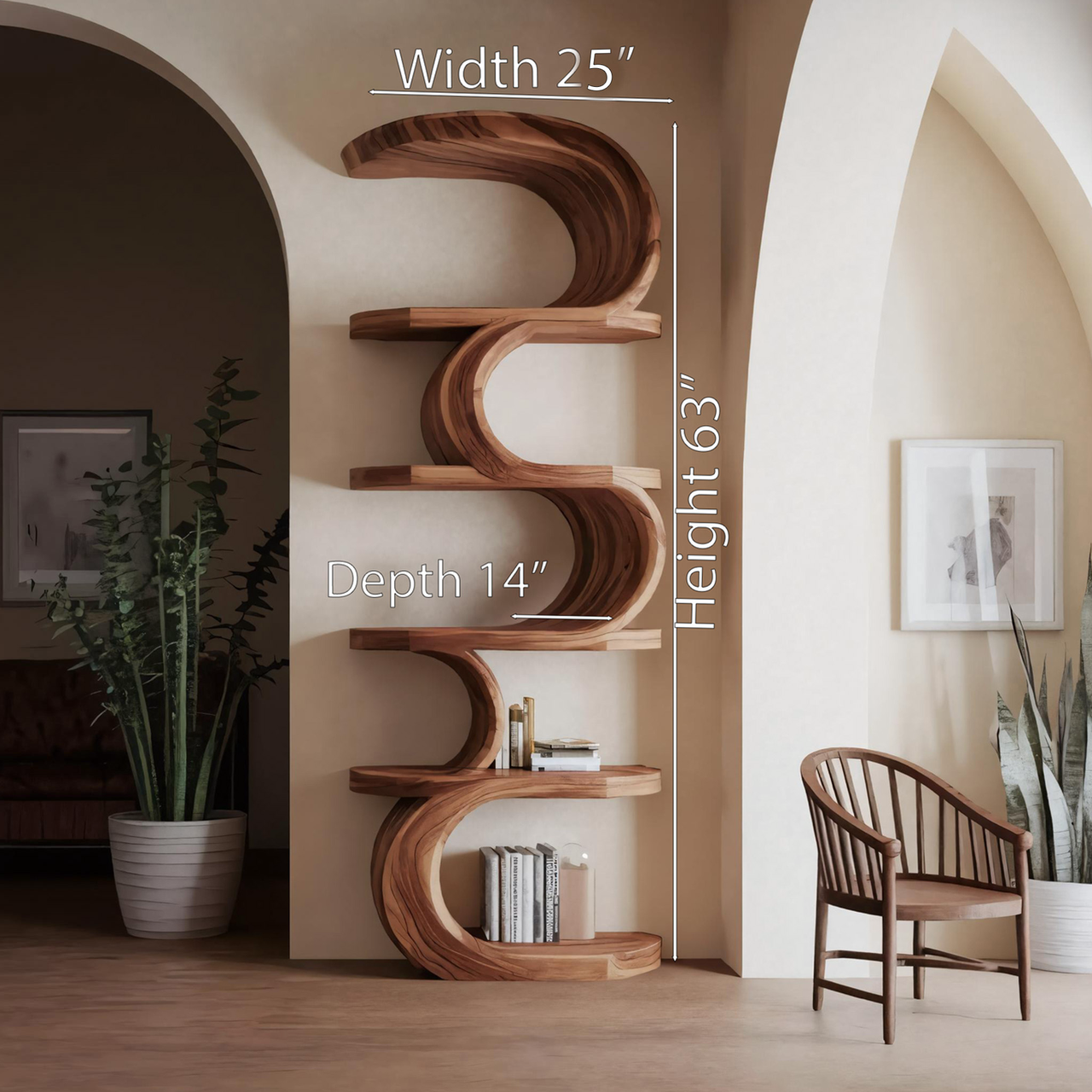 Modern Curved Bookshelf For Living Room Or Office Storage SITHHNBS028