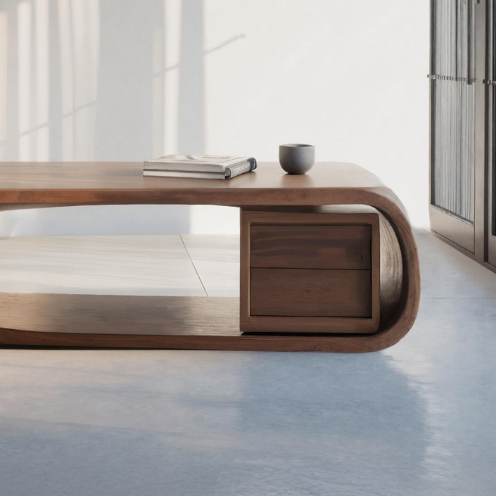 Modern Sculptural Coffee Table With Curved Design For Home Office SITHHNCF088
