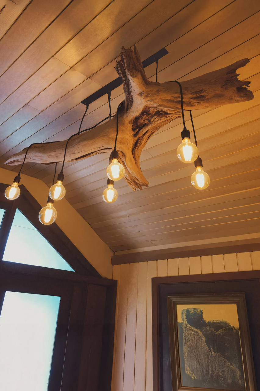 Rustic Wooden Ceiling Light For Cabin Or Dining Room SITHHNLAM008