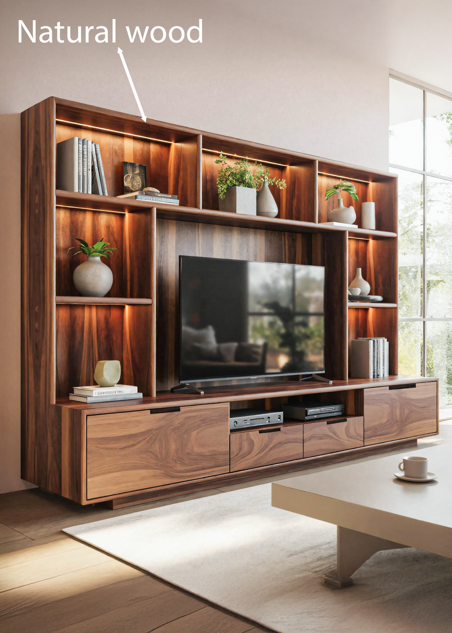 Modern TV Wall Unit With LED Shelves For Living Room SITHTTTVC013