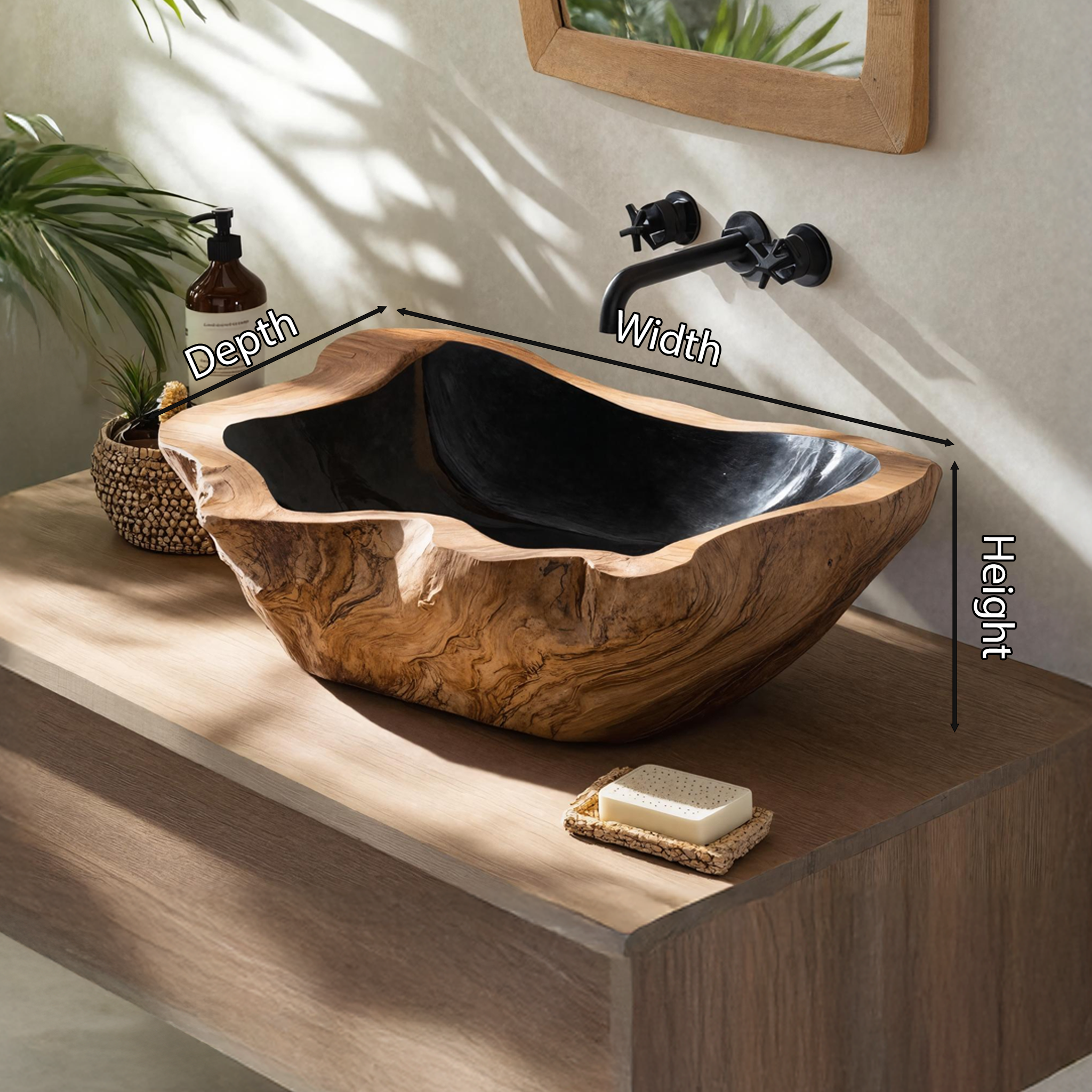Farmhouse Solid Wood Sink For Warm Bathroom Interiors SILDTTNVS013
