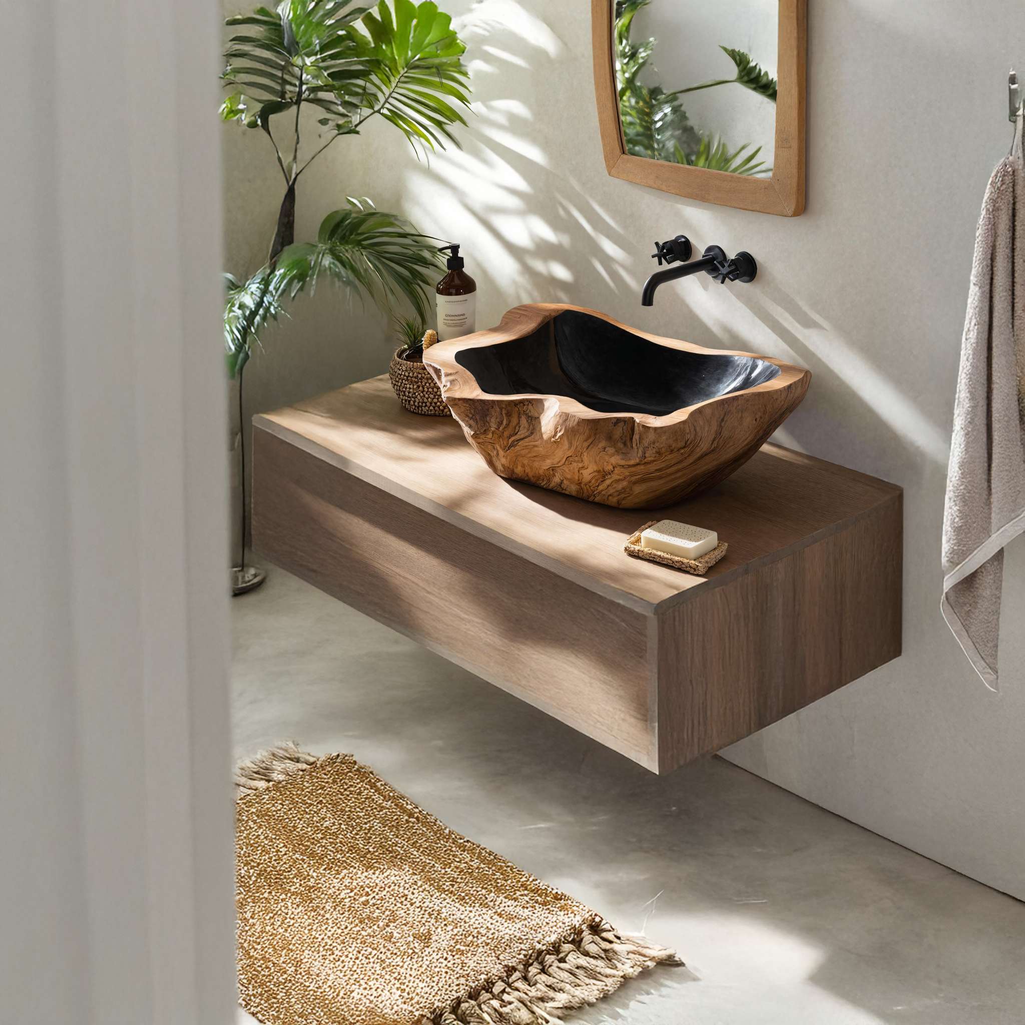 Farmhouse Solid Wood Sink For Warm Bathroom Interiors SILDTTNVS013