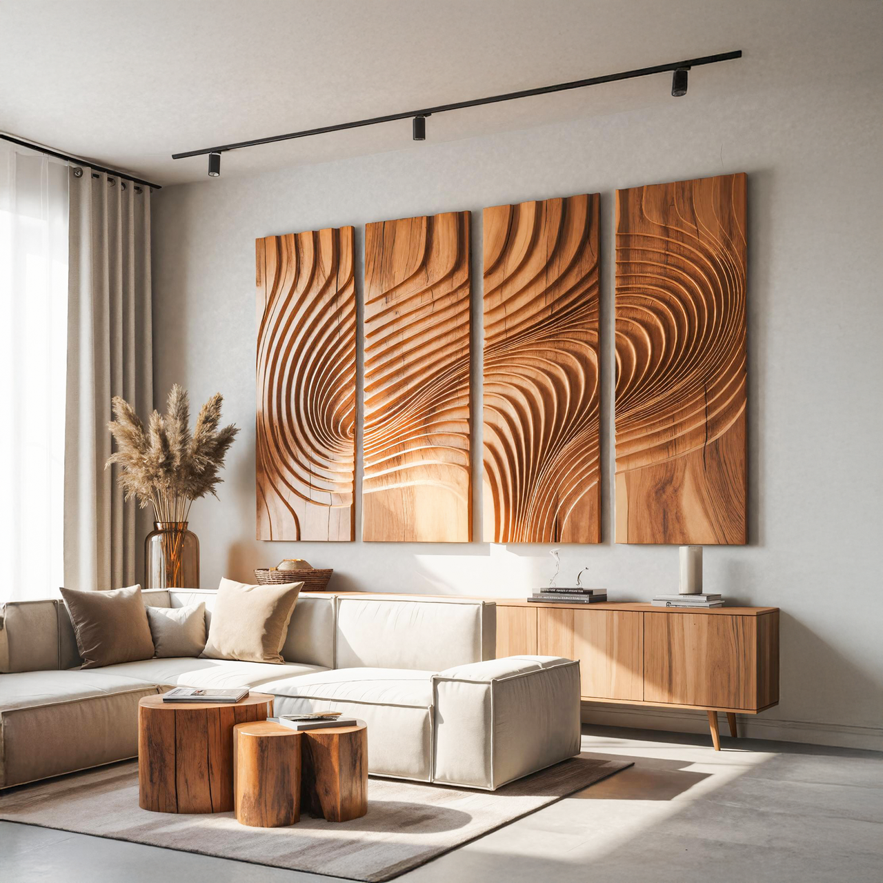 Large Carved Wood Wall Art Panel Set For Living Room Or Entryway Decor SITHTTWA012