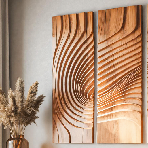 Large Carved Wood Wall Art Panel Set For Living Room Or Entryway Decor SITHTTWA012