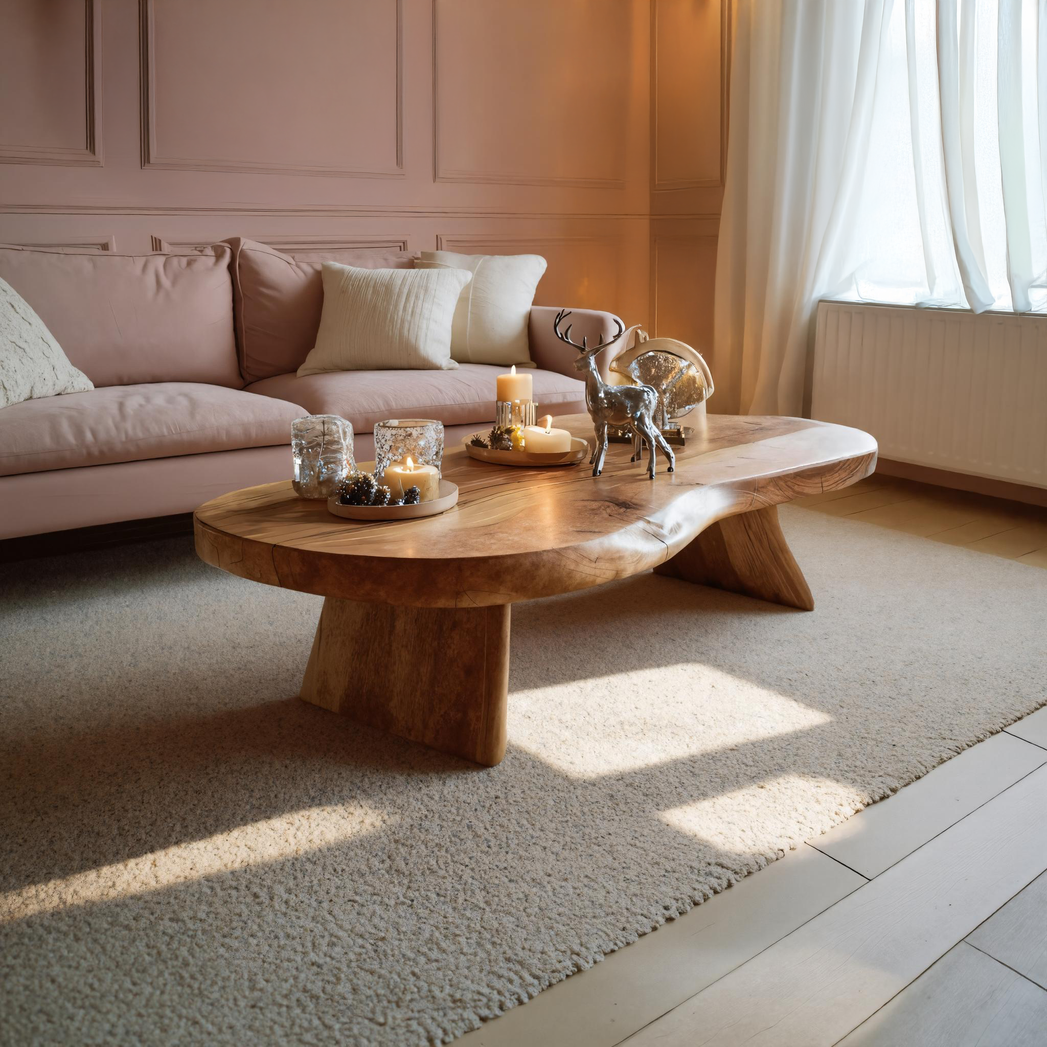 Handcrafted Rustic Solid Wood Coffee Table For Christmas Accent SILDTTRCCF013