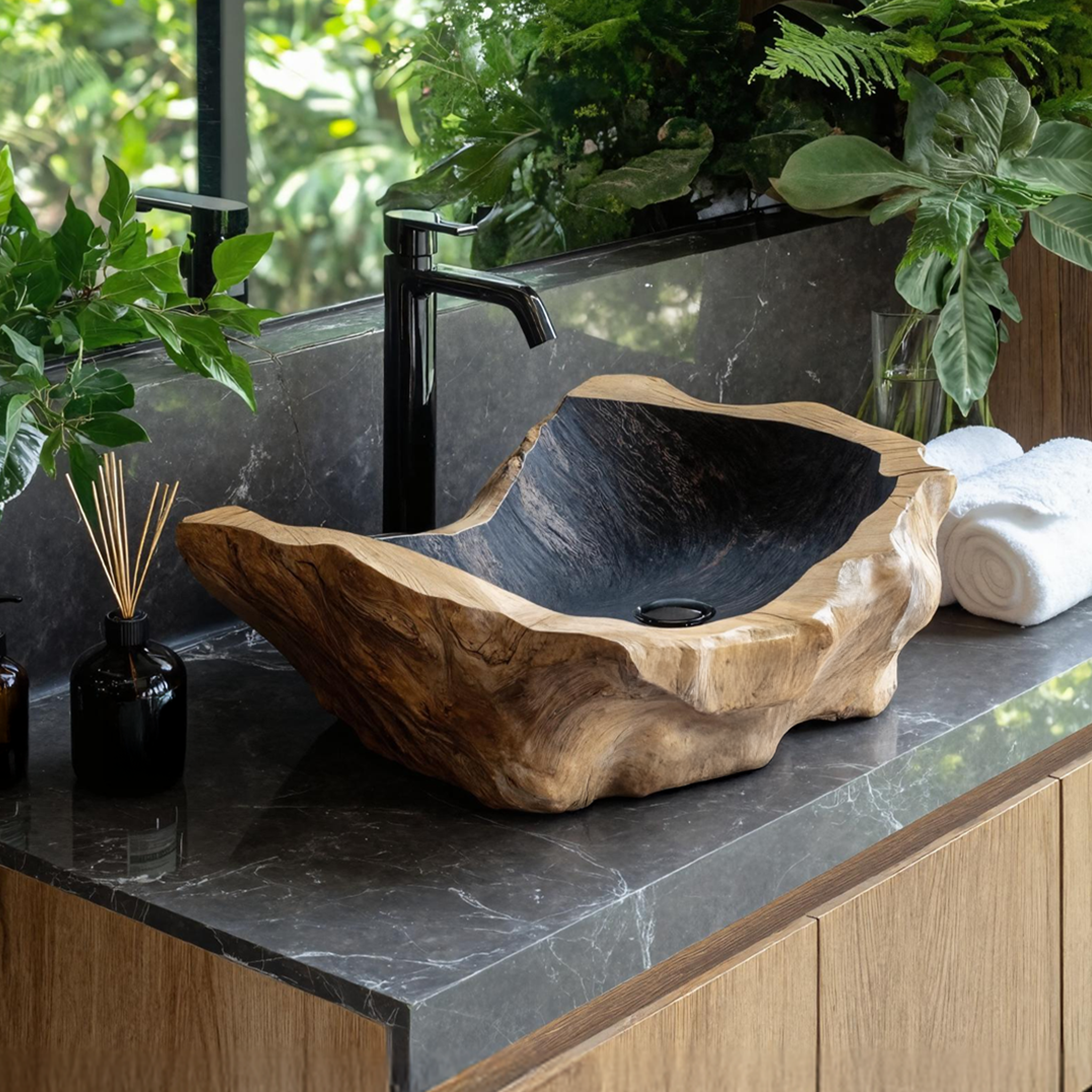 Handcrafted Wood Wash Basin For Unique Bathroom Look SILDTTNVS015