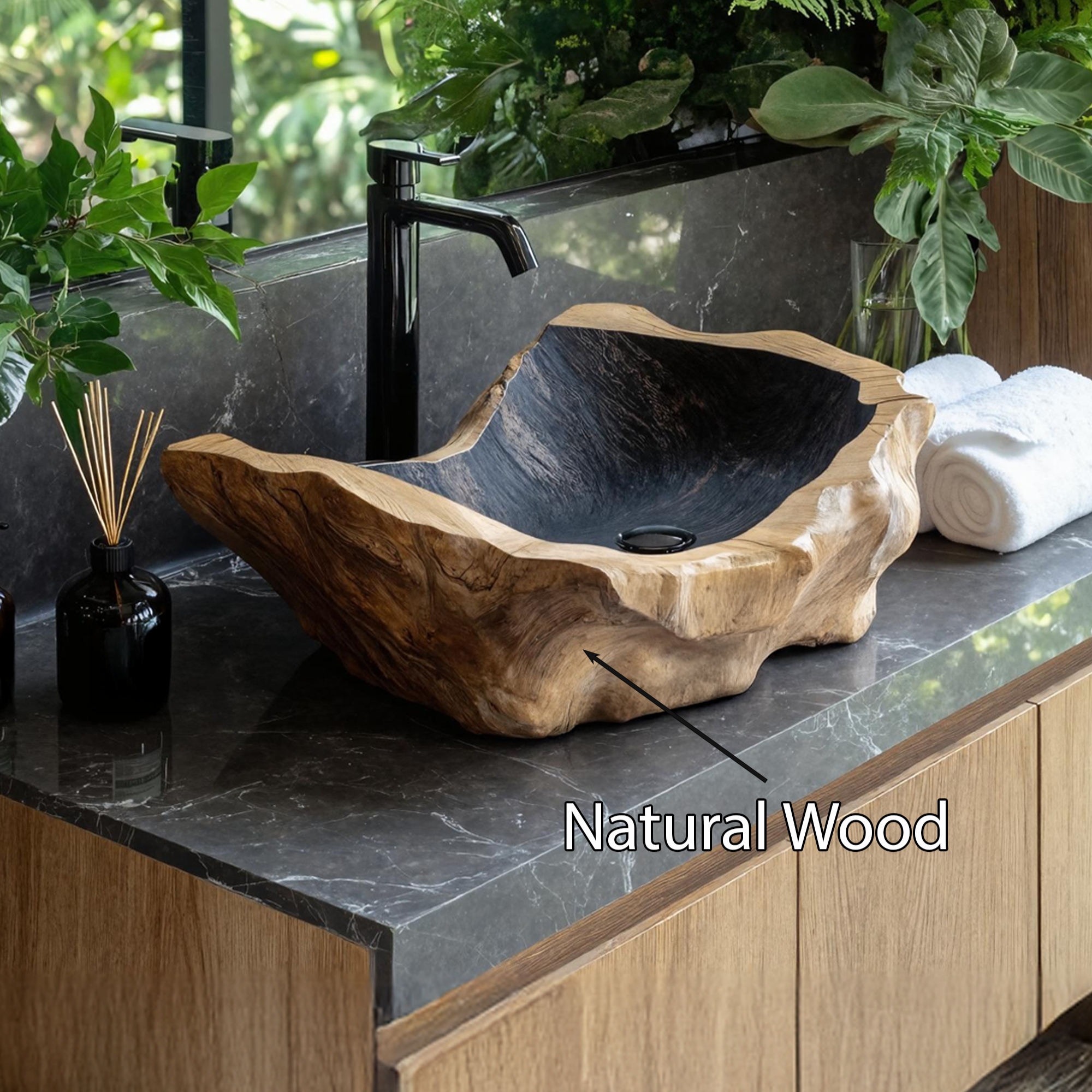 Handcrafted Wood Wash Basin For Unique Bathroom Look SILDTTNVS015