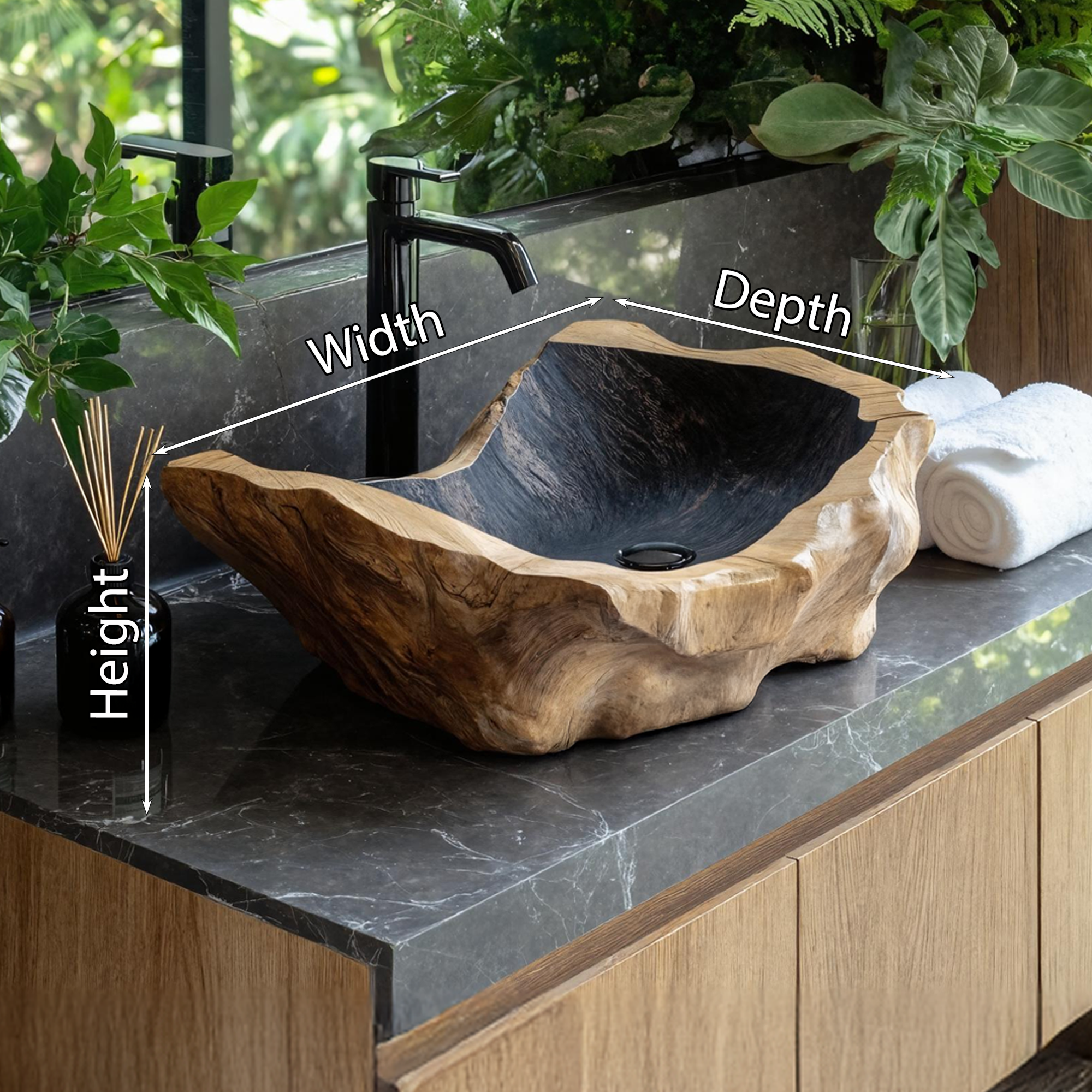 Handcrafted Wood Wash Basin For Unique Bathroom Look SILDTTNVS015