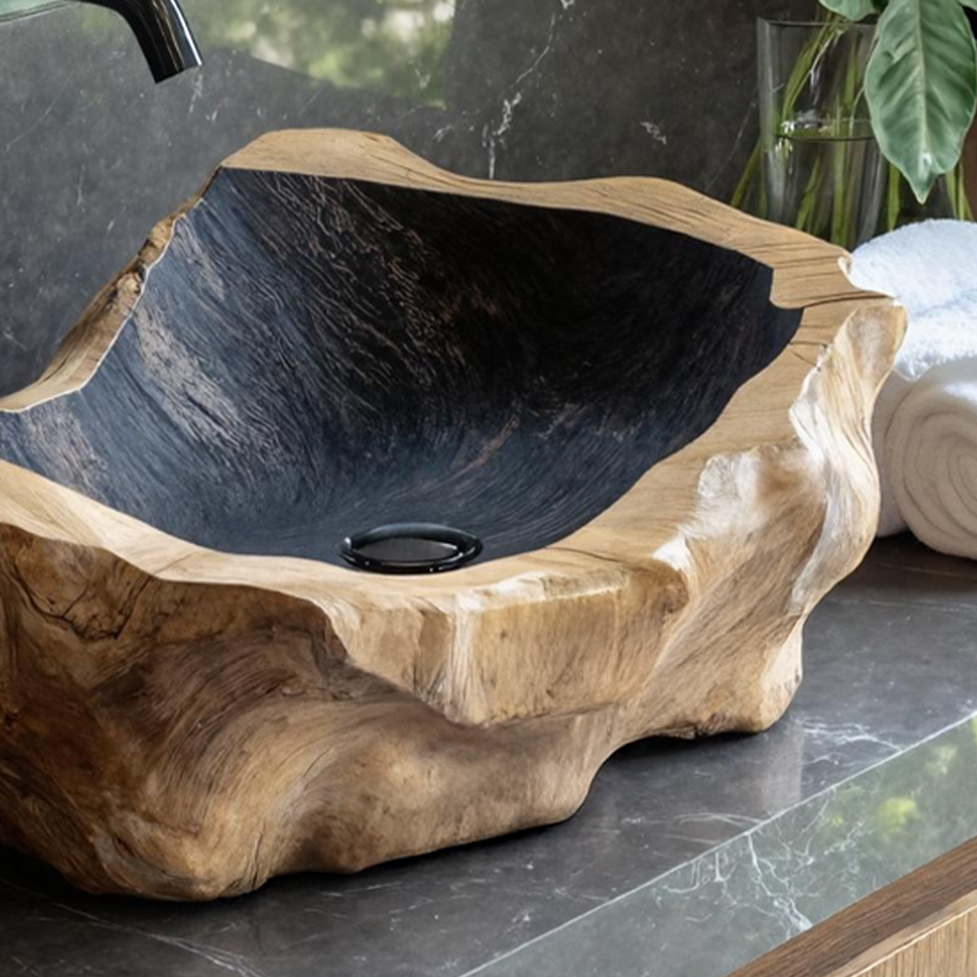 Handcrafted Wood Wash Basin For Unique Bathroom Look SILDTTNVS015