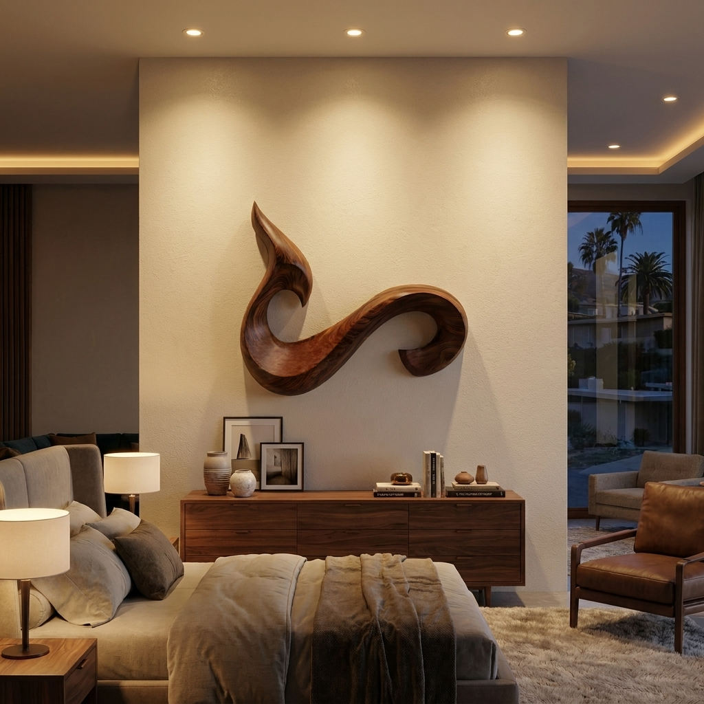 Modern Abstract Curved Wooden Wall Art For Living Room Decor RTTHTTWA151