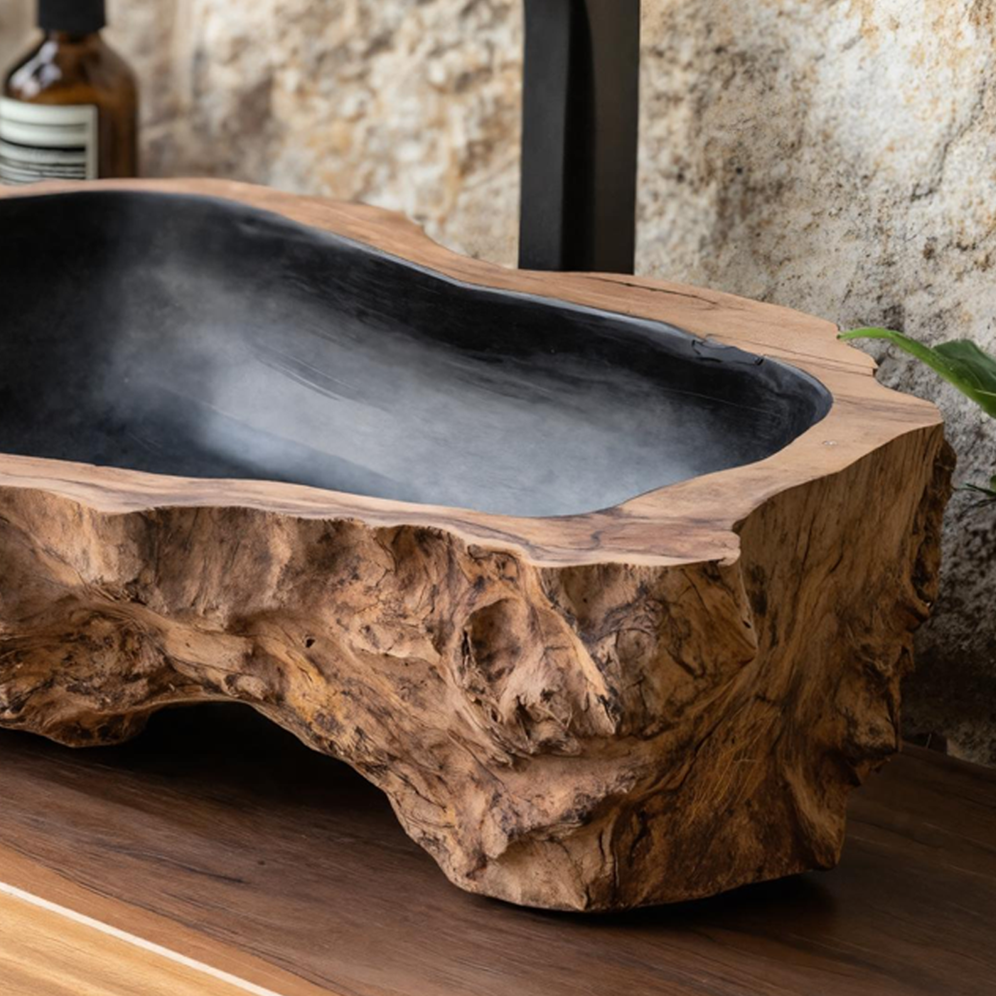 Handcrafted Rustic Wooden Vessel Sink For Furniture Decor SILDTTNVS017