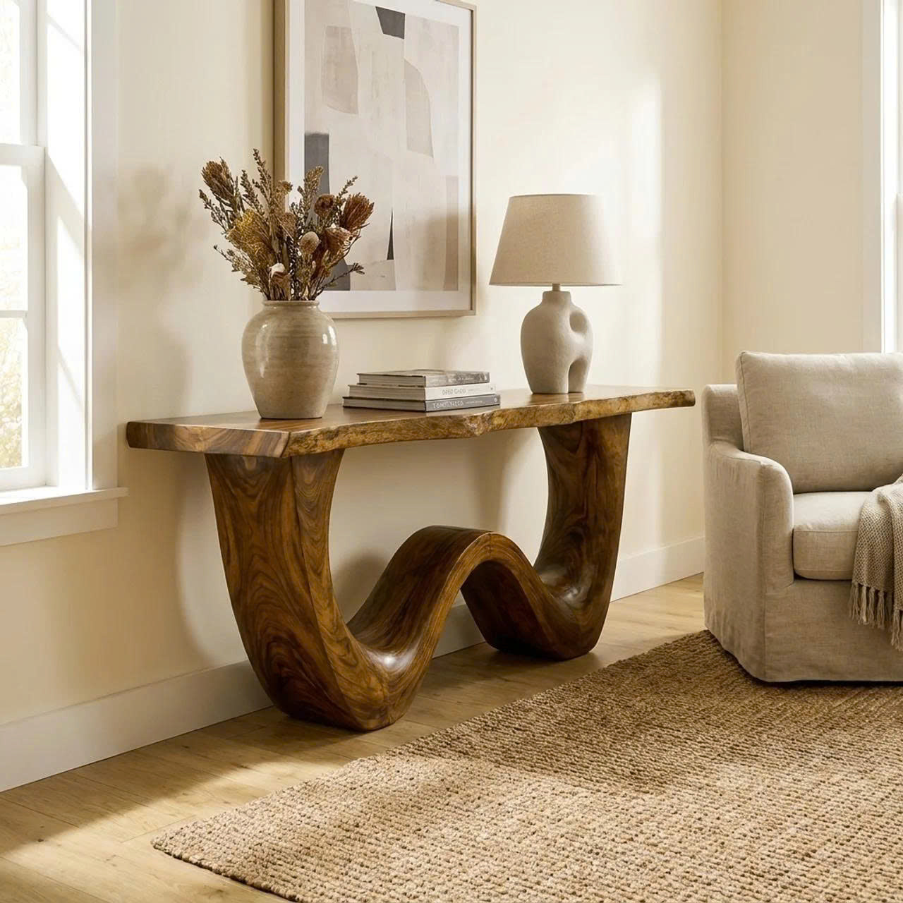 Organic Wave Base Console Table Entryway Hallway Living Room SINLKICS497