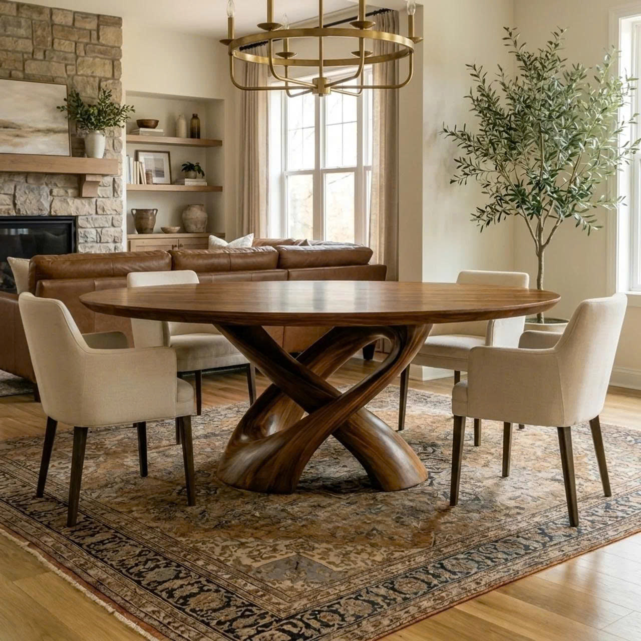 Rustic Handmade Live Edge Dining Table Kitchen SINLKIDT124