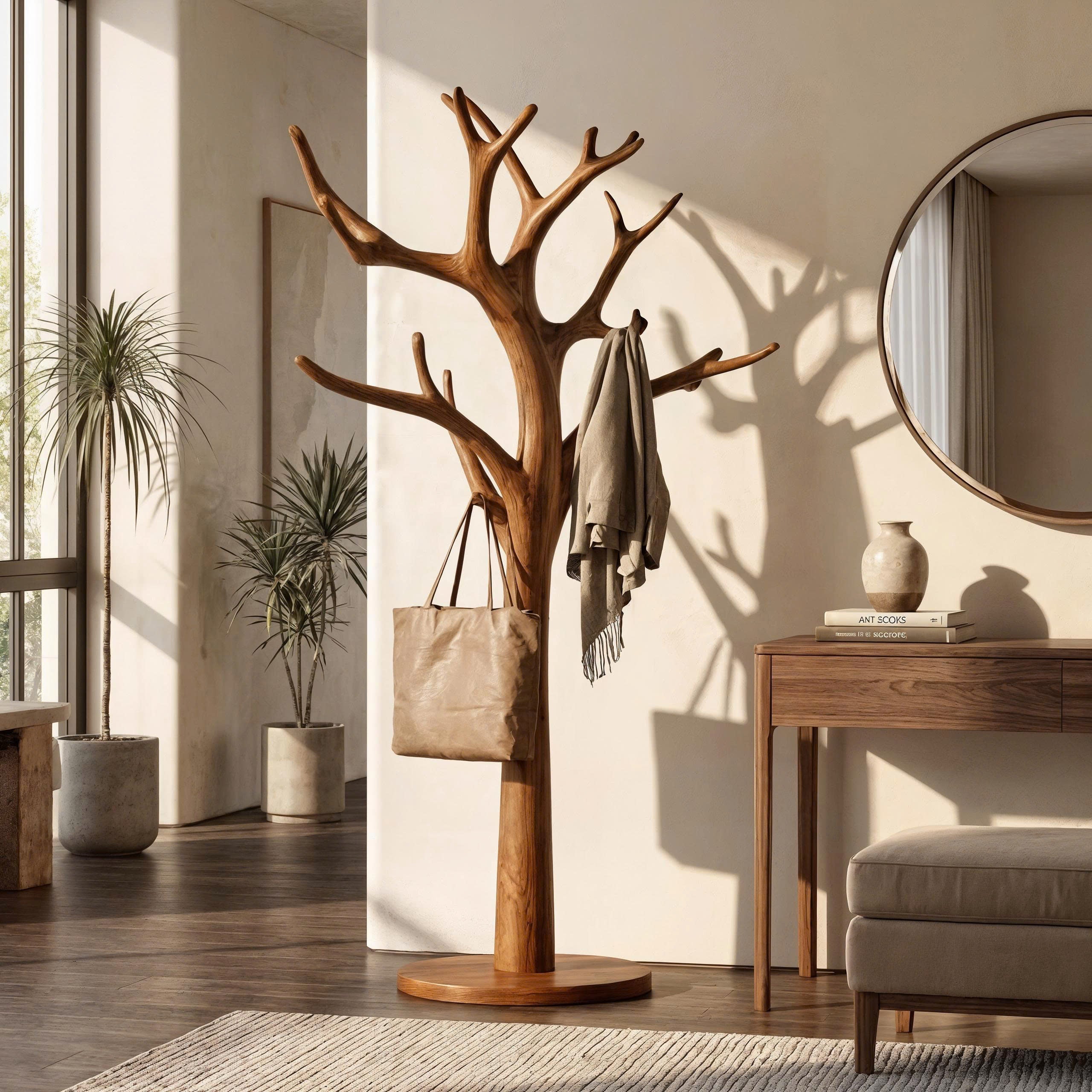 Rustic Tree Coat Stand Entryway Living Room Mudroom SINLKITCR033